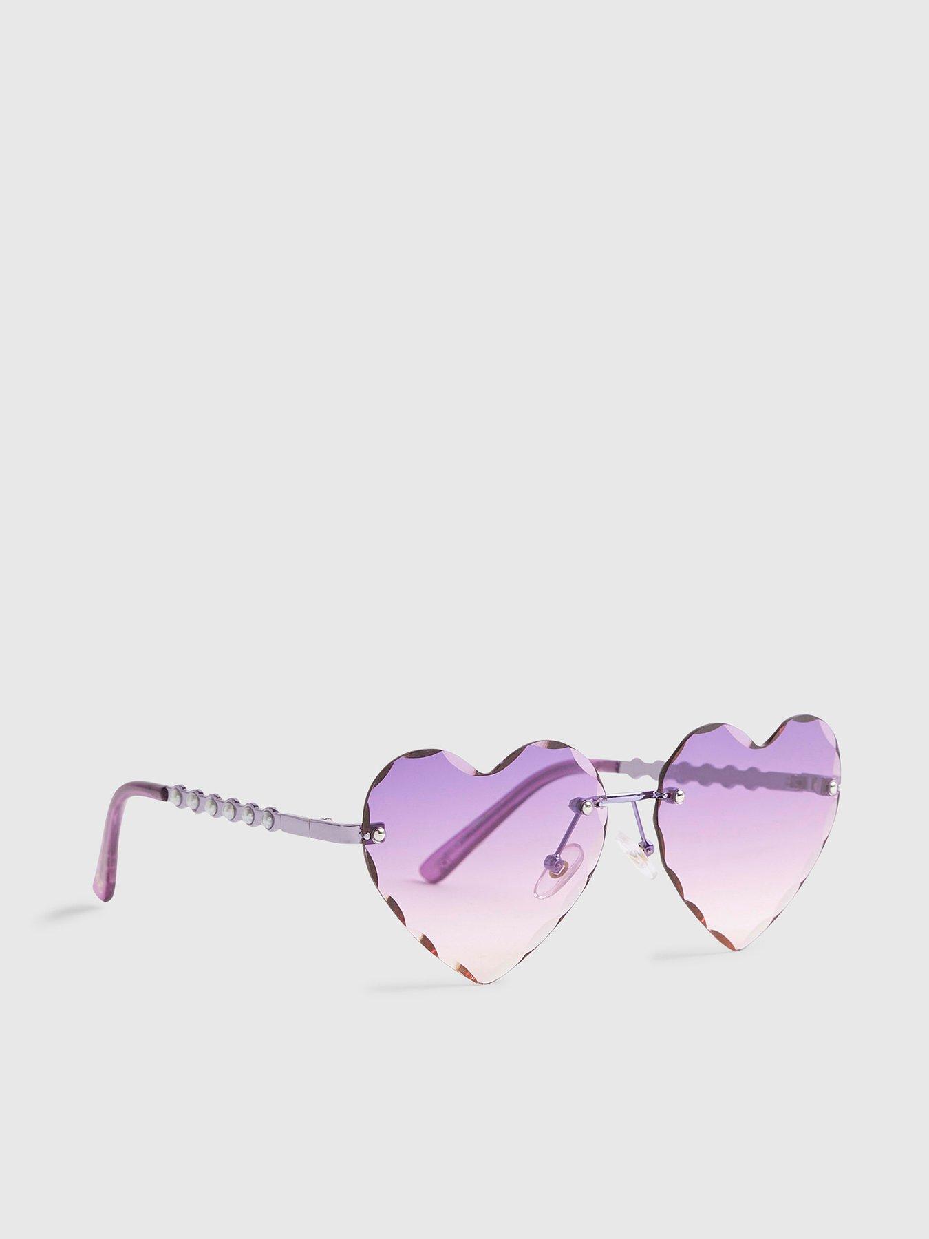 River Island Older Girls Rimless Heart Sunglasses - Purple
