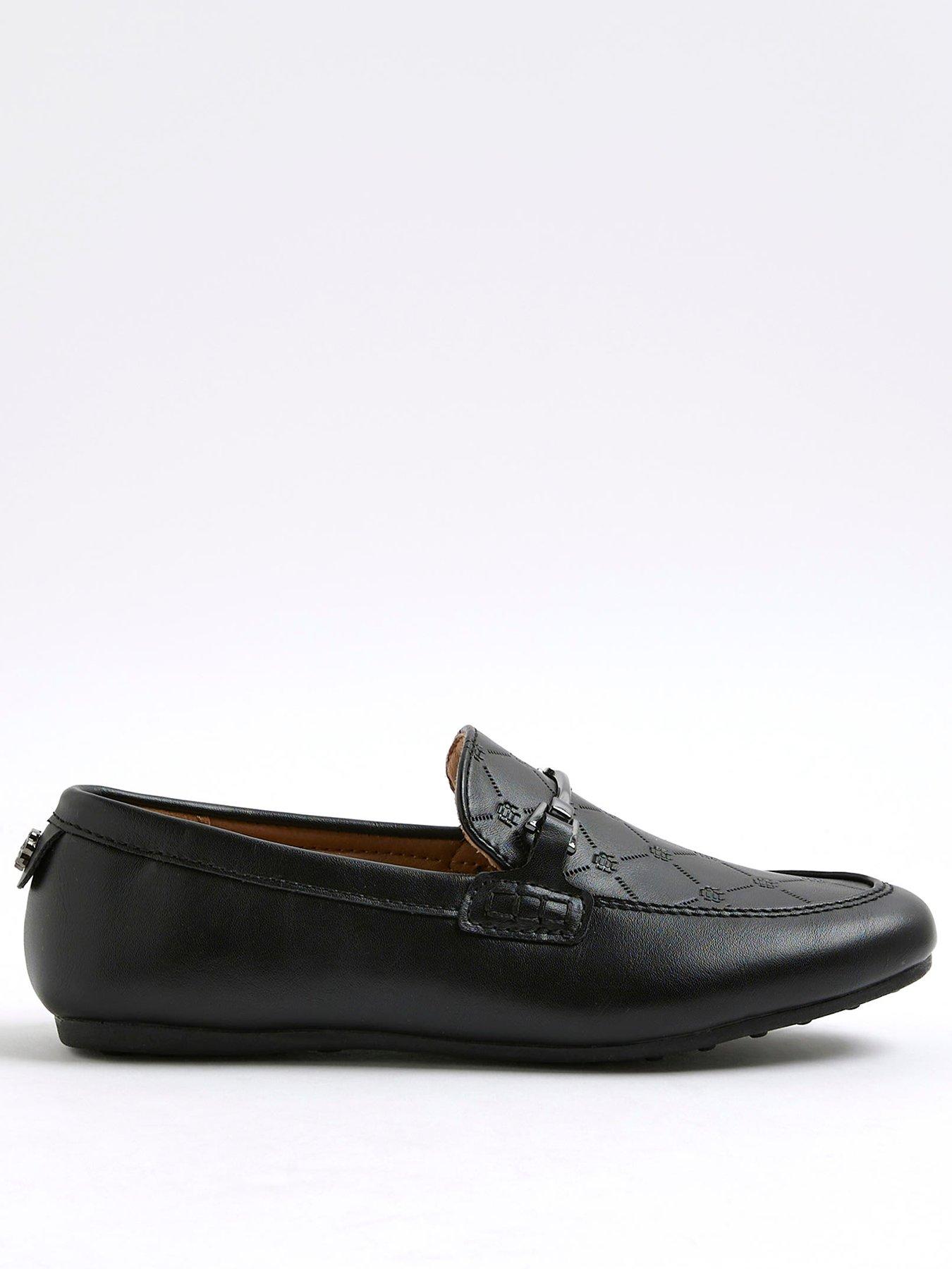 River Island Older Boys Embossed Occasion Loafers - Black