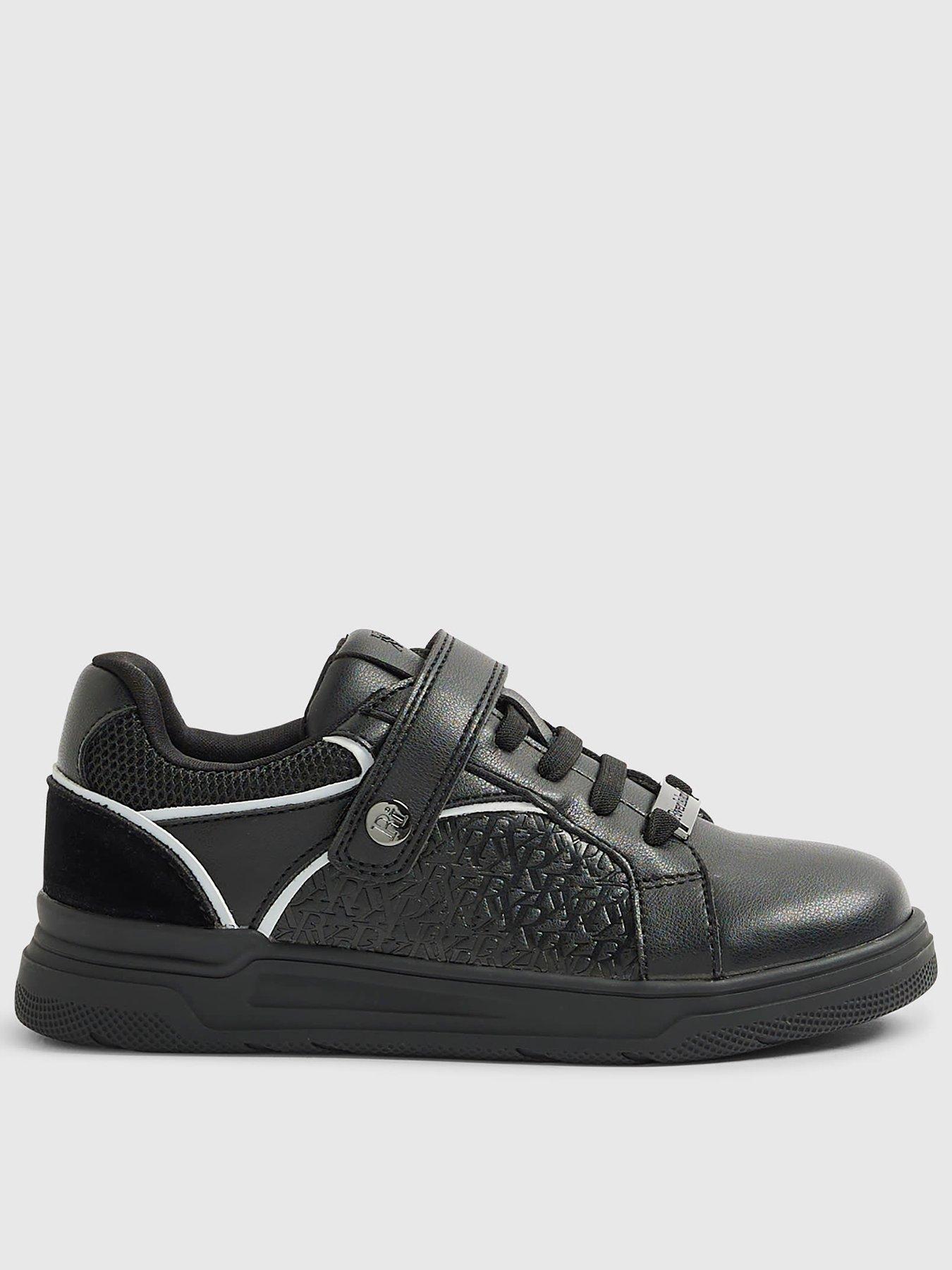 River Island Older Boy RI Embossed Trainer - Black