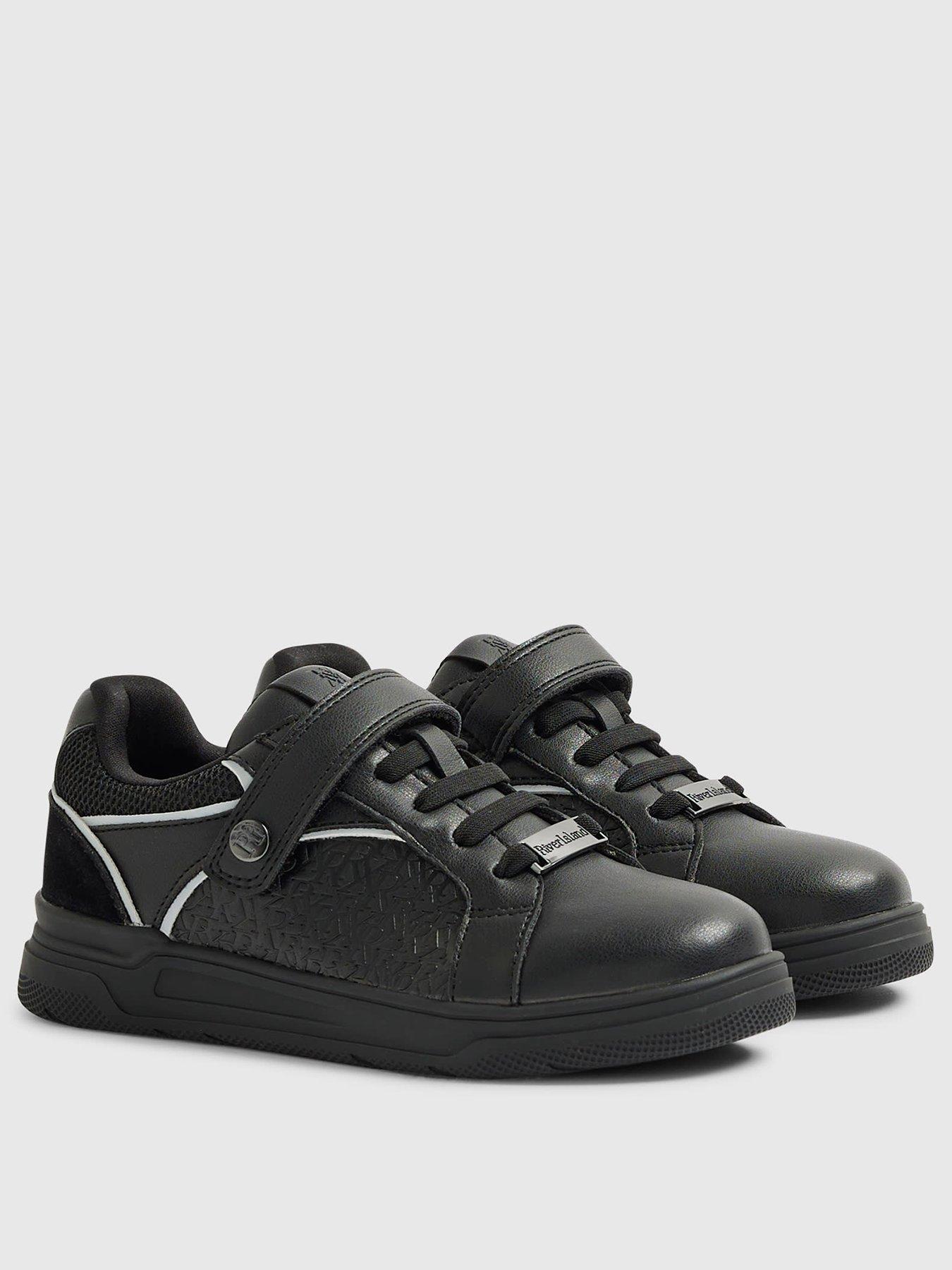 Image 2 of 5 of River Island Older Boy RI Embossed Trainer - Black