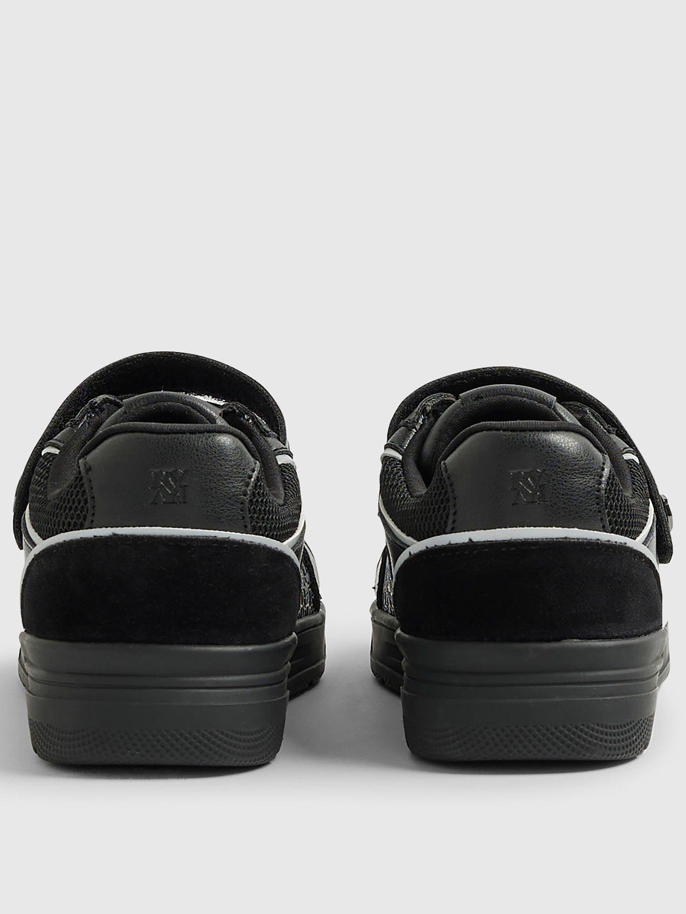 Image 3 of 5 of River Island Older Boy RI Embossed Trainer - Black