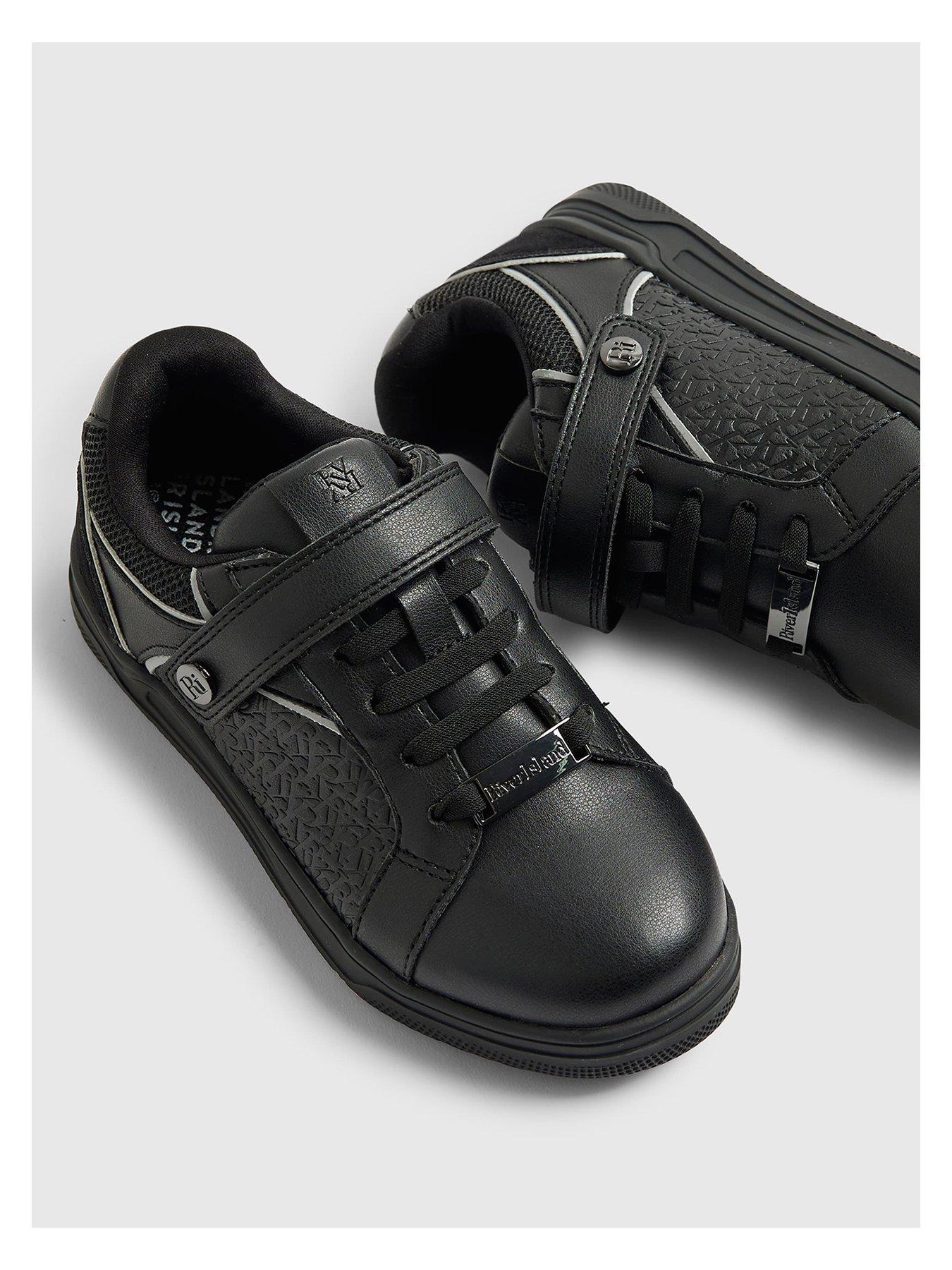 Image 4 of 5 of River Island Older Boy RI Embossed Trainer - Black