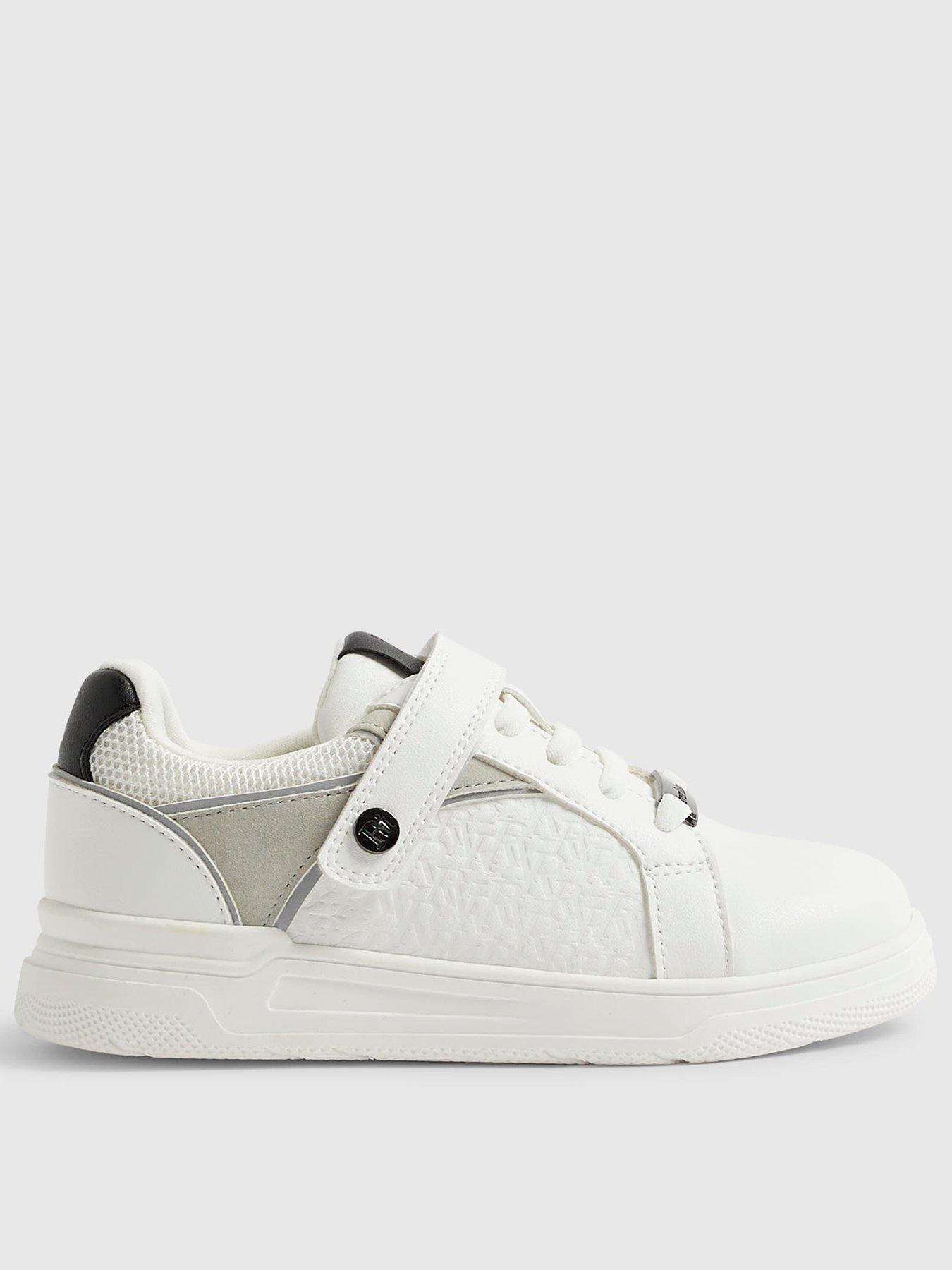 River Island Older Boys RI Embossed Trainer - White
