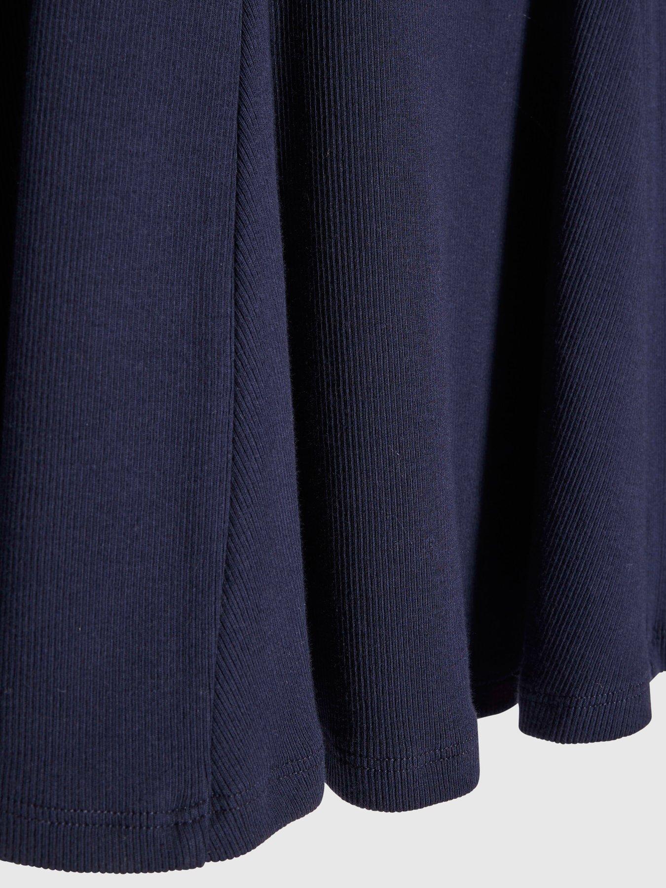 Image 3 of 4 of River Island Older Girls Branded Oversized Collar Dress - Navy