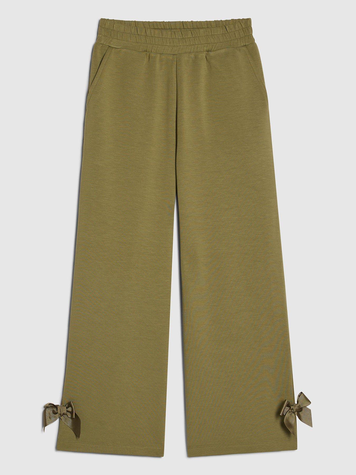 River Island Older Girls Bow Wide Leg Trousers - Khaki