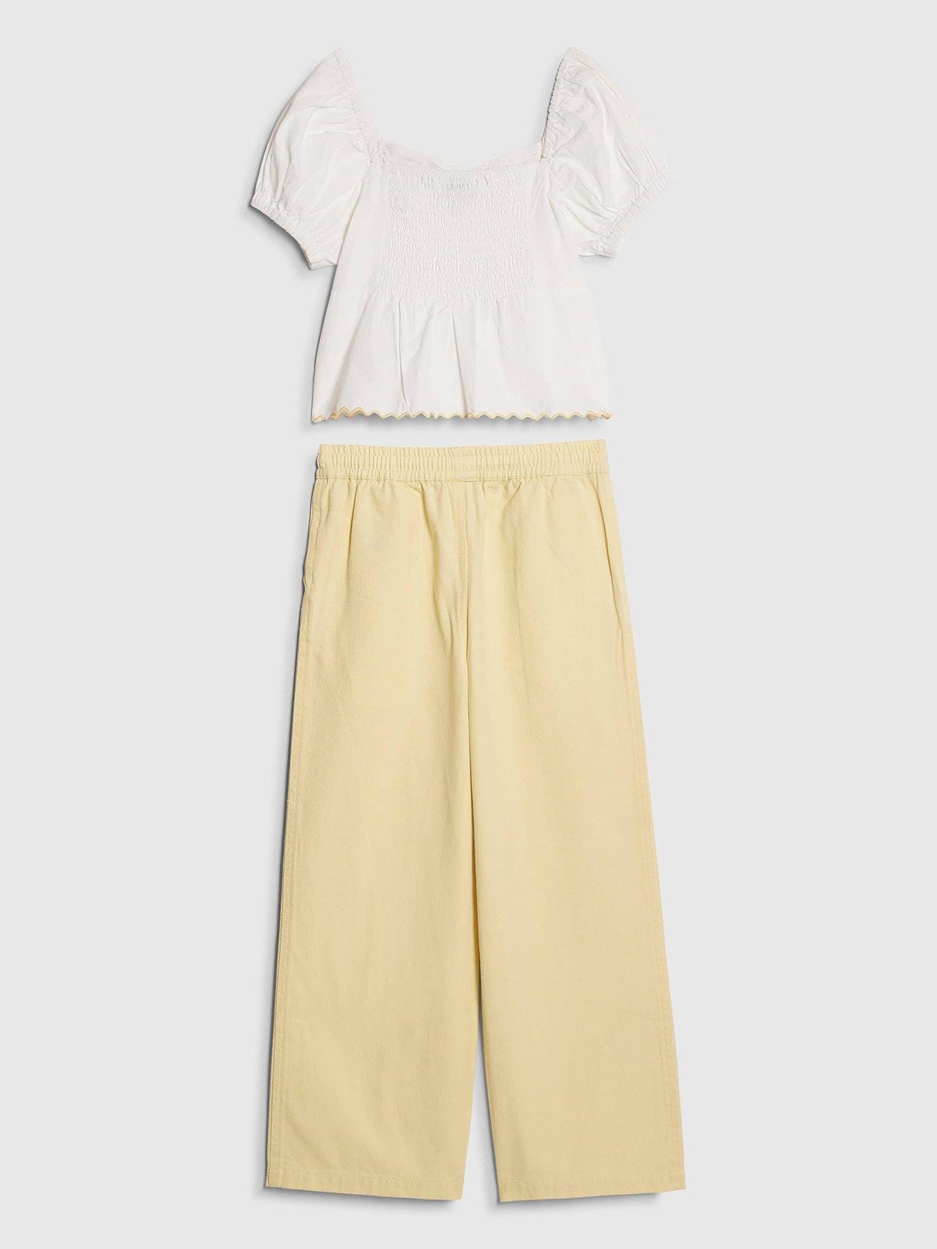 Image 2 of 4 of River Island Older Girls Collared Top And Jeans Set - White