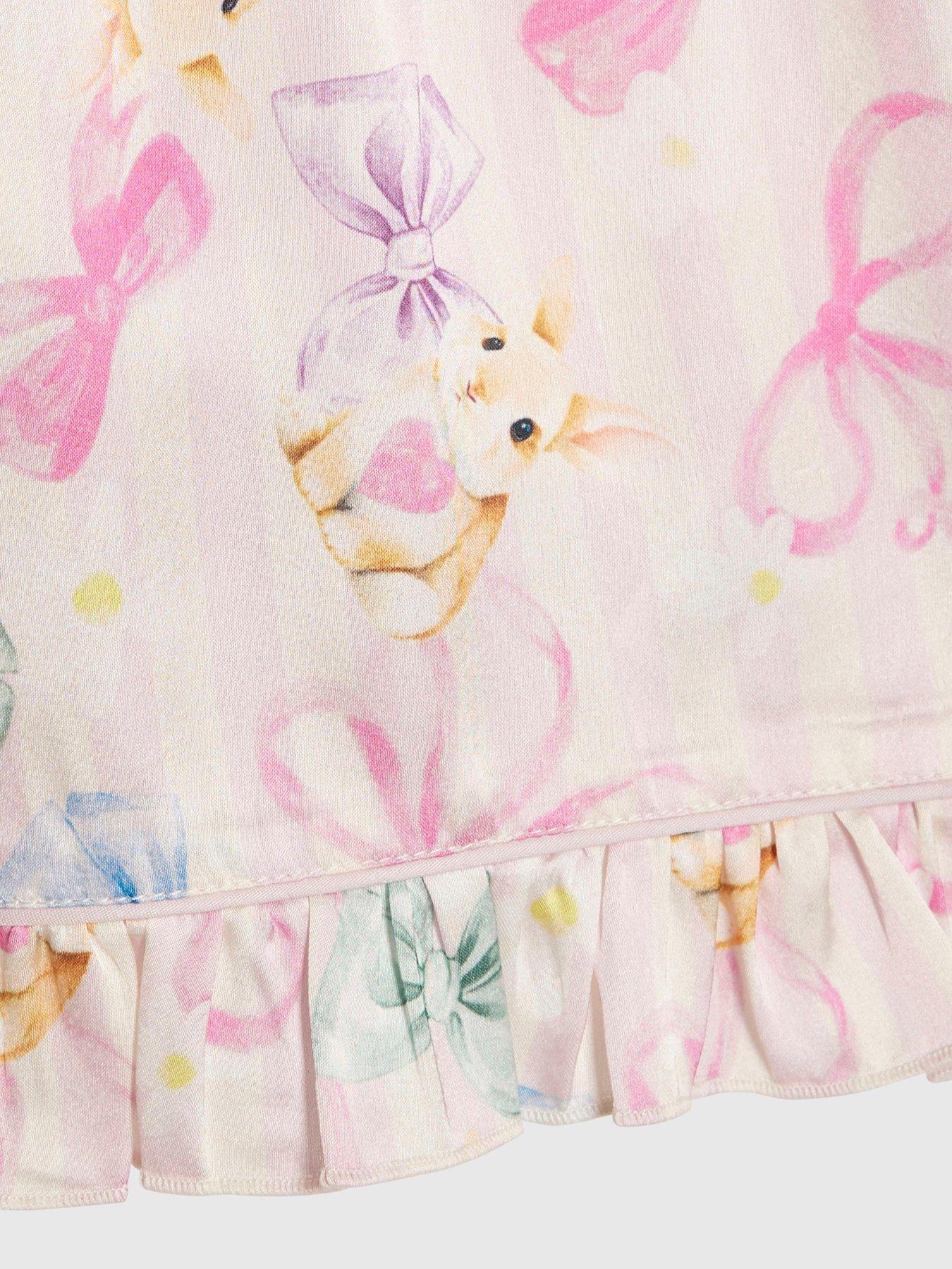 Image 4 of 5 of River Island Older Girls Bunny Stripe Satin Pyjamas - Pink