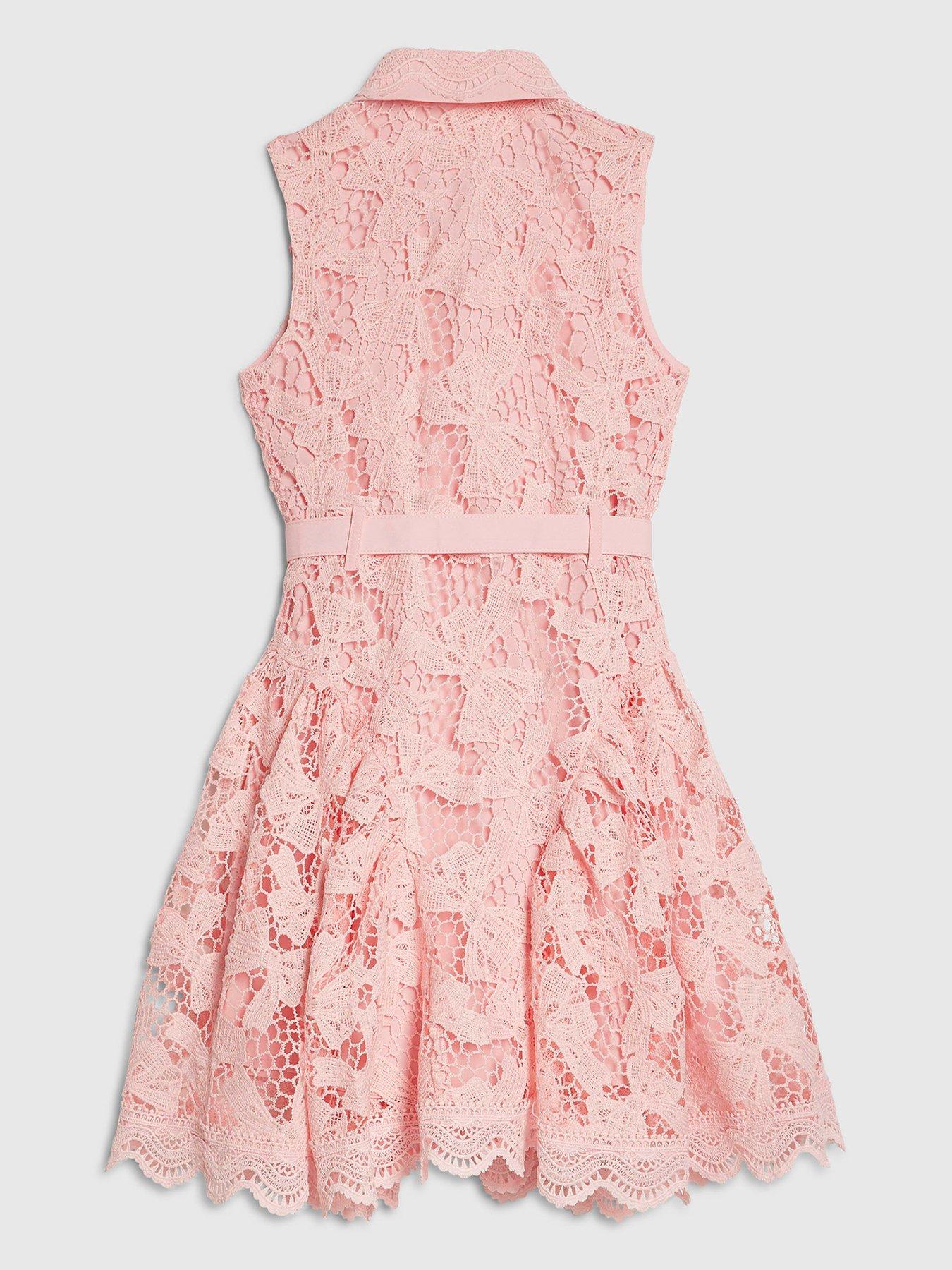chinese dress ladies Soft Pink Lace Short Sleeve Maxi Dress - Event Dresses main image 1