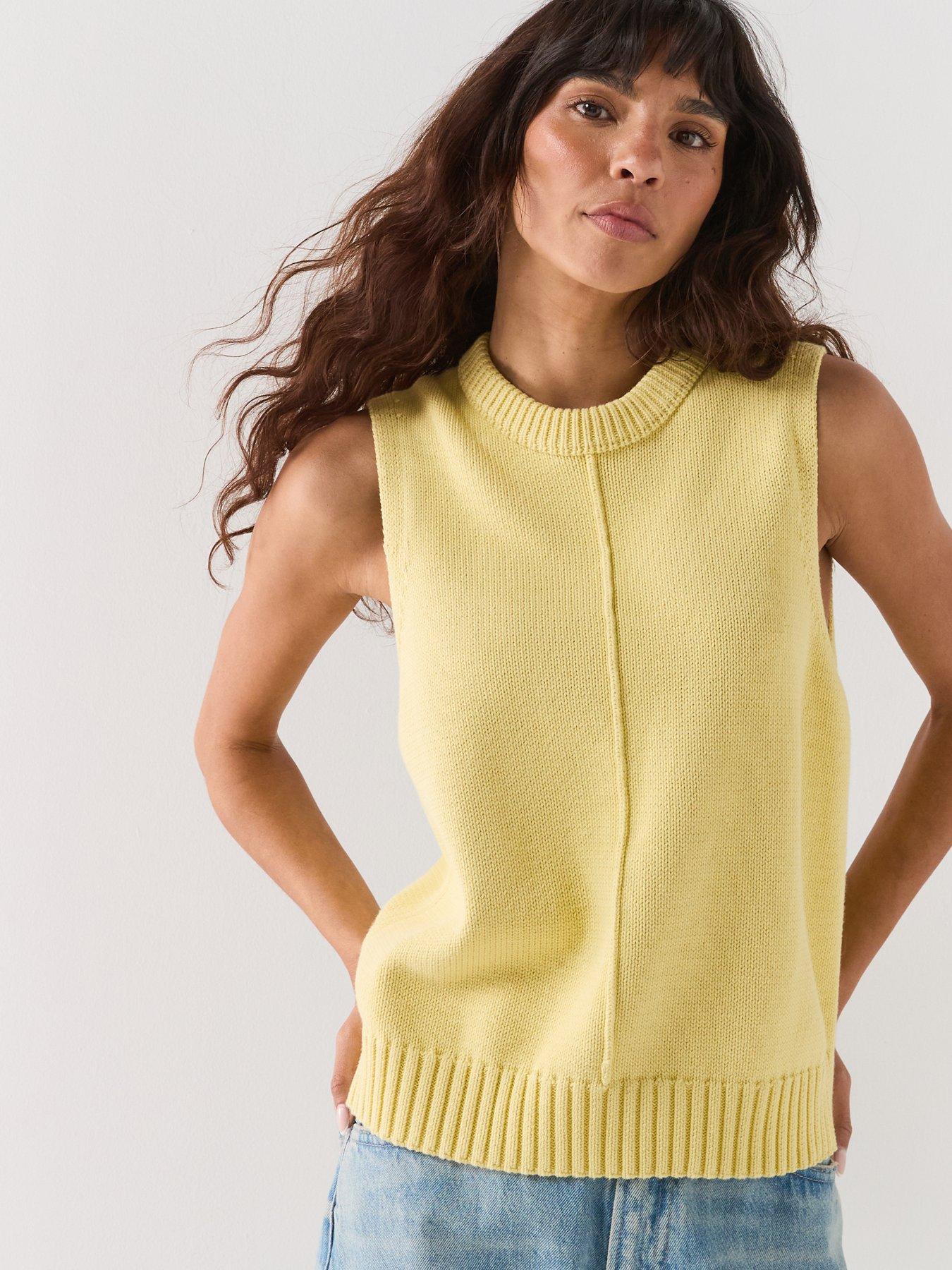 Barbour Avon Knitted Vest, Yellow, Size 18, Women
