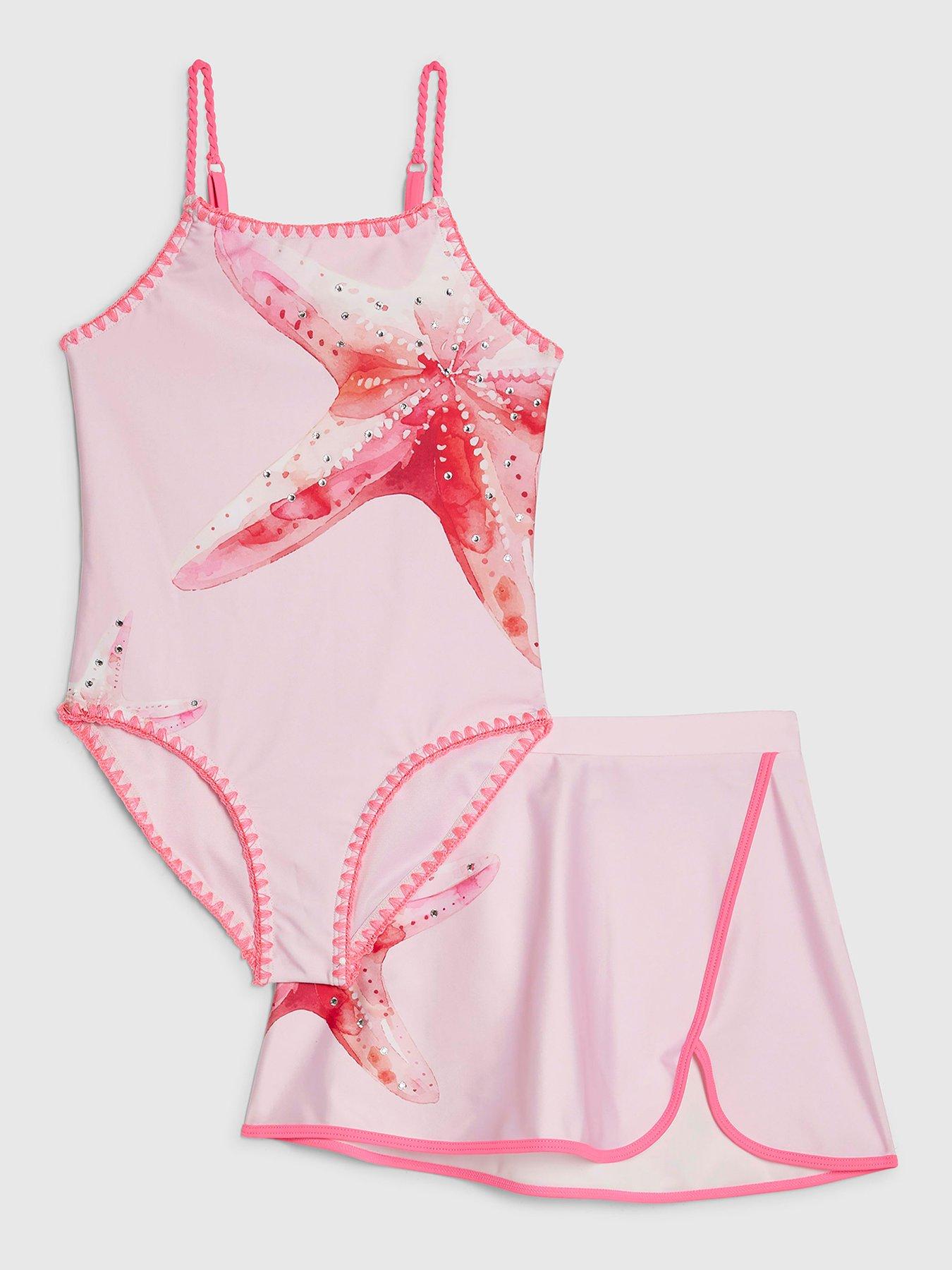 River Island Older Girls Starfish Swimsuit Set - Pink