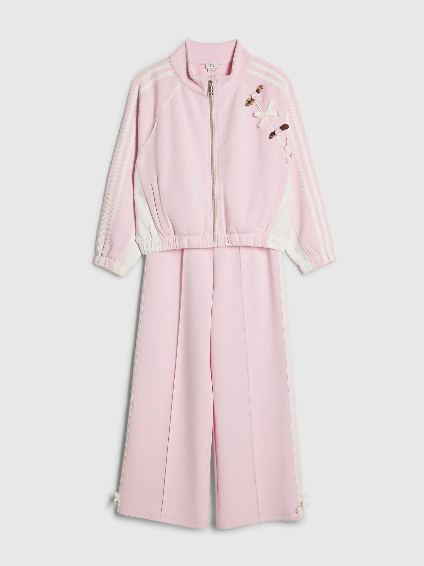 Image 3 of 5 of River Island Older Girls Rosette Bow Tracksuit Set - Pink
