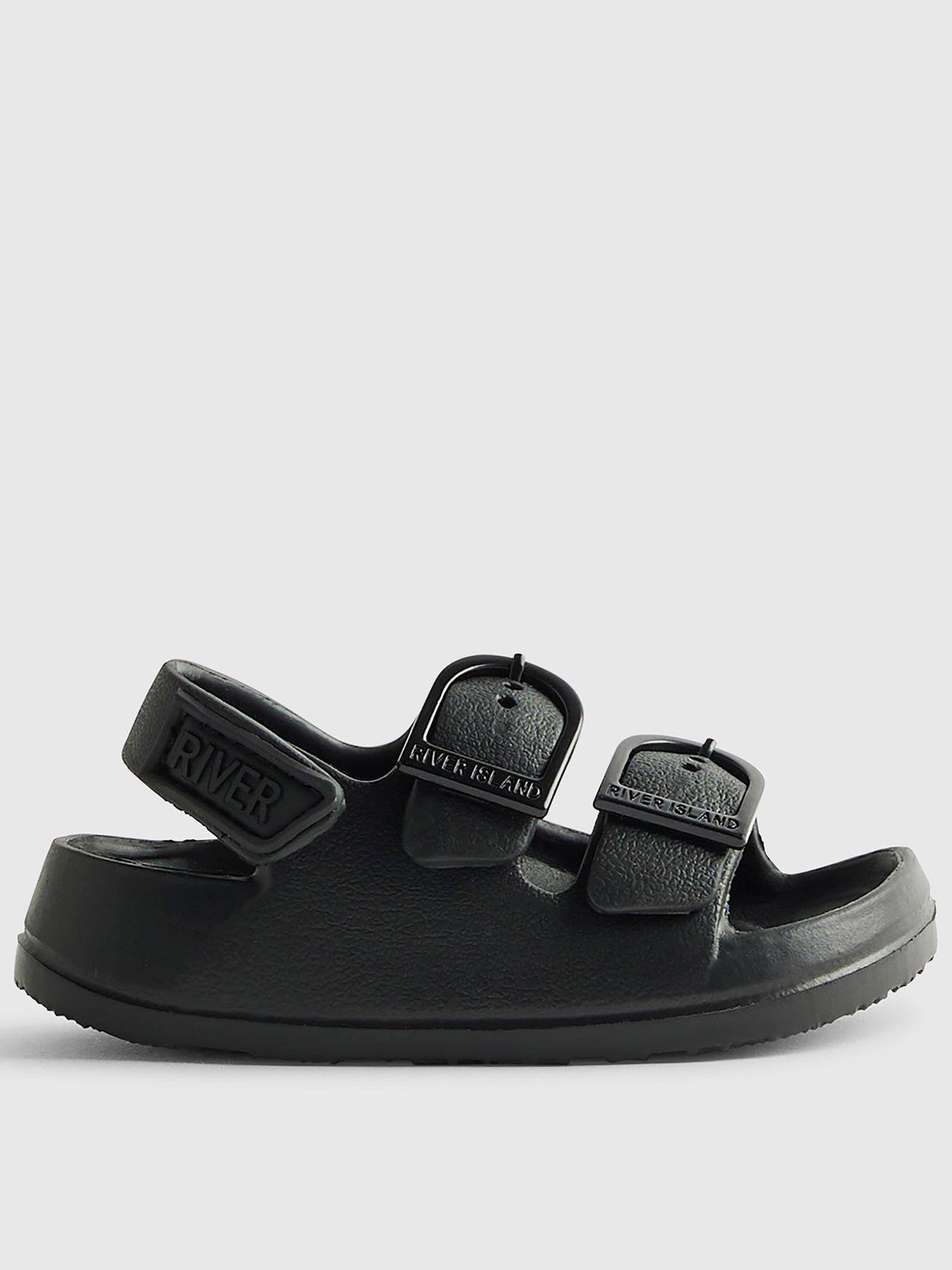 River Island Mini Boys Moulded Double Strap Sliders - Black