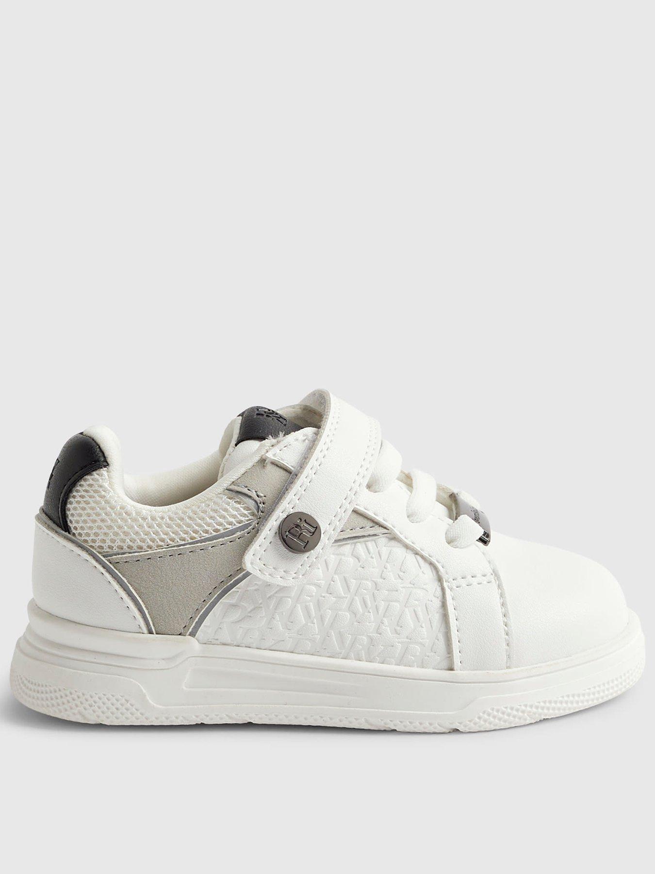 River Island Mini Boys Ri Embossed Strap Trainers - White