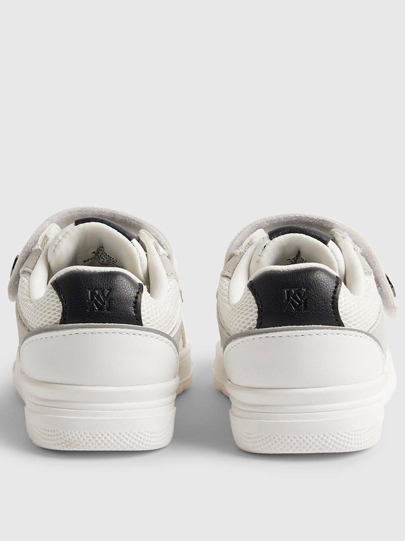 Image 3 of 5 of River Island Mini Boys Ri Embossed Strap Trainers - White