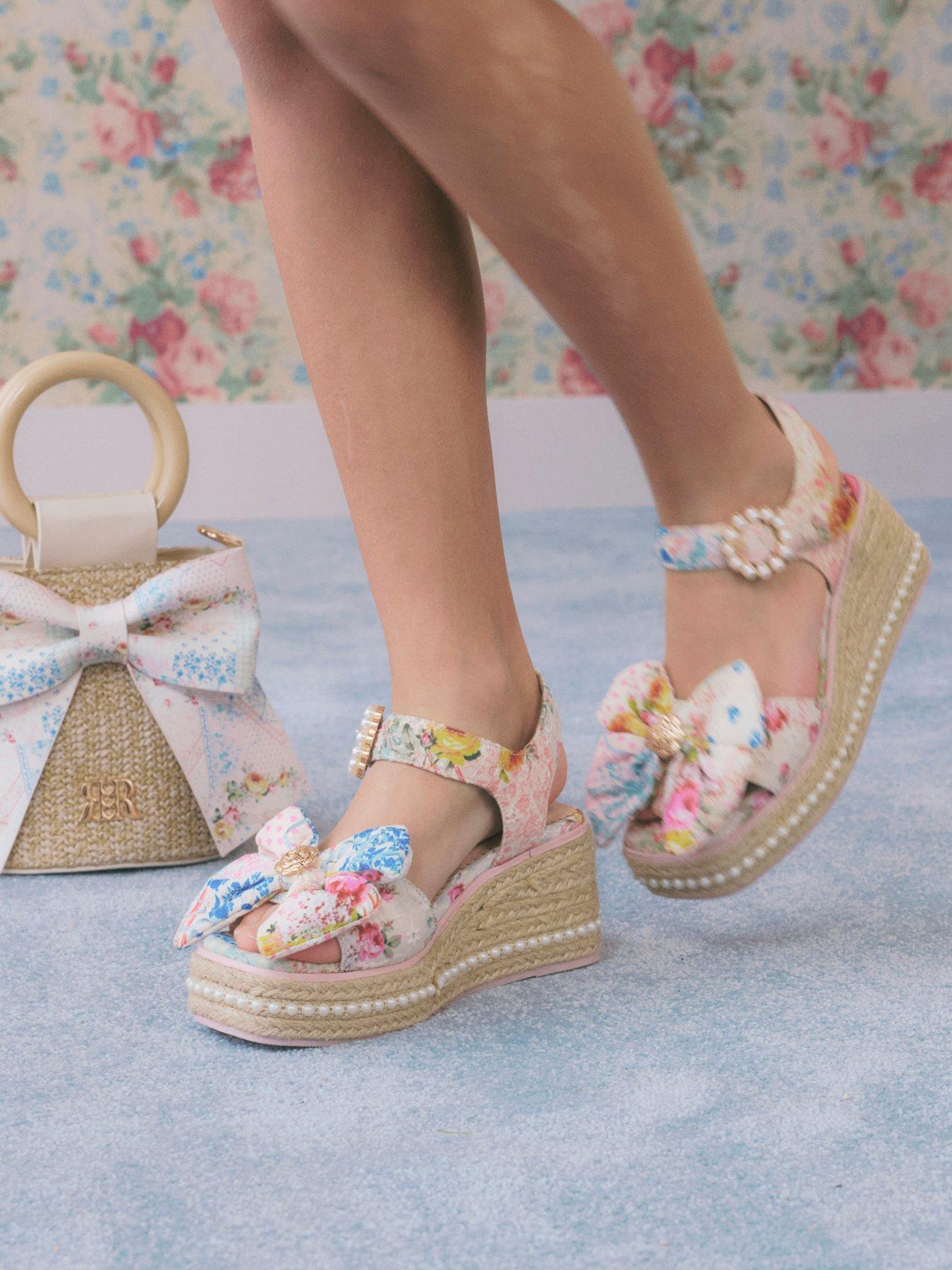 River Island Older Girls Broderie Bow Wedge Sandals