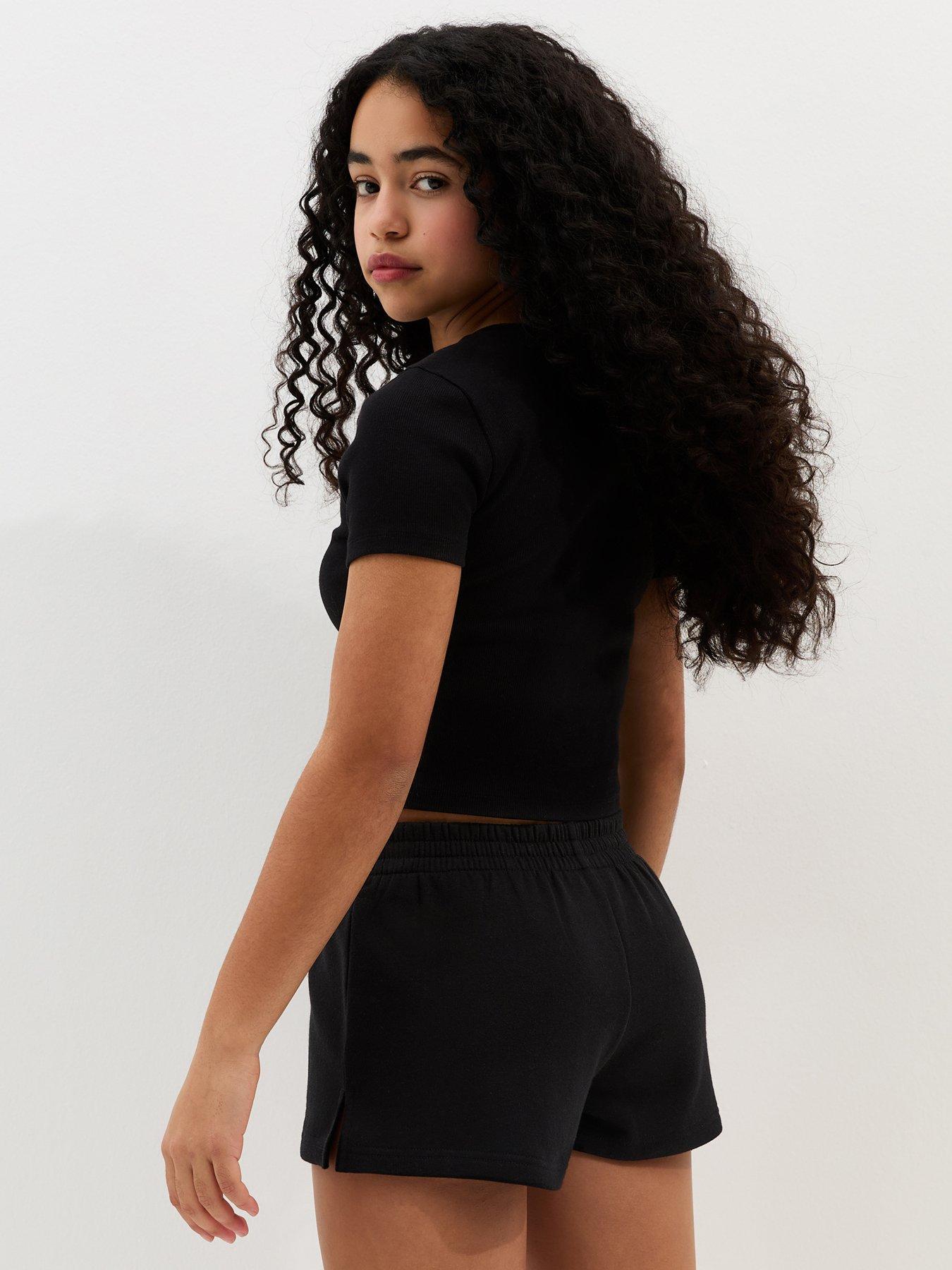 Image 2 of 5 of New Look 915 Girls Side Split Running Shorts &nbsp;- Black