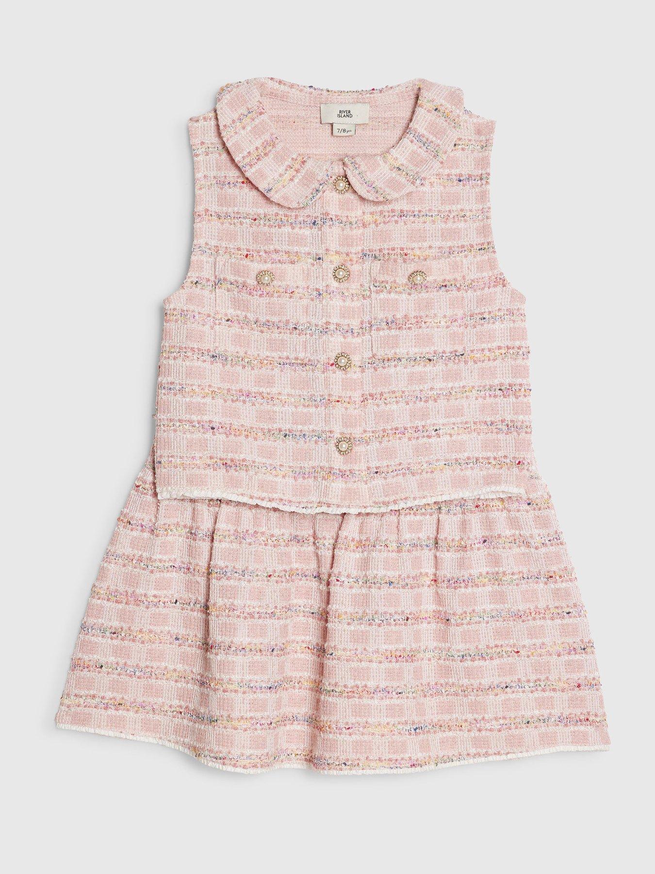 Image 3 of 5 of River Island Older Girls Boucle Skirt Set - Pink