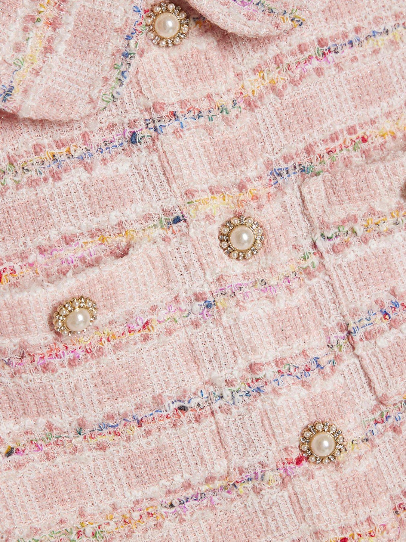 Image 4 of 5 of River Island Older Girls Boucle Skirt Set - Pink