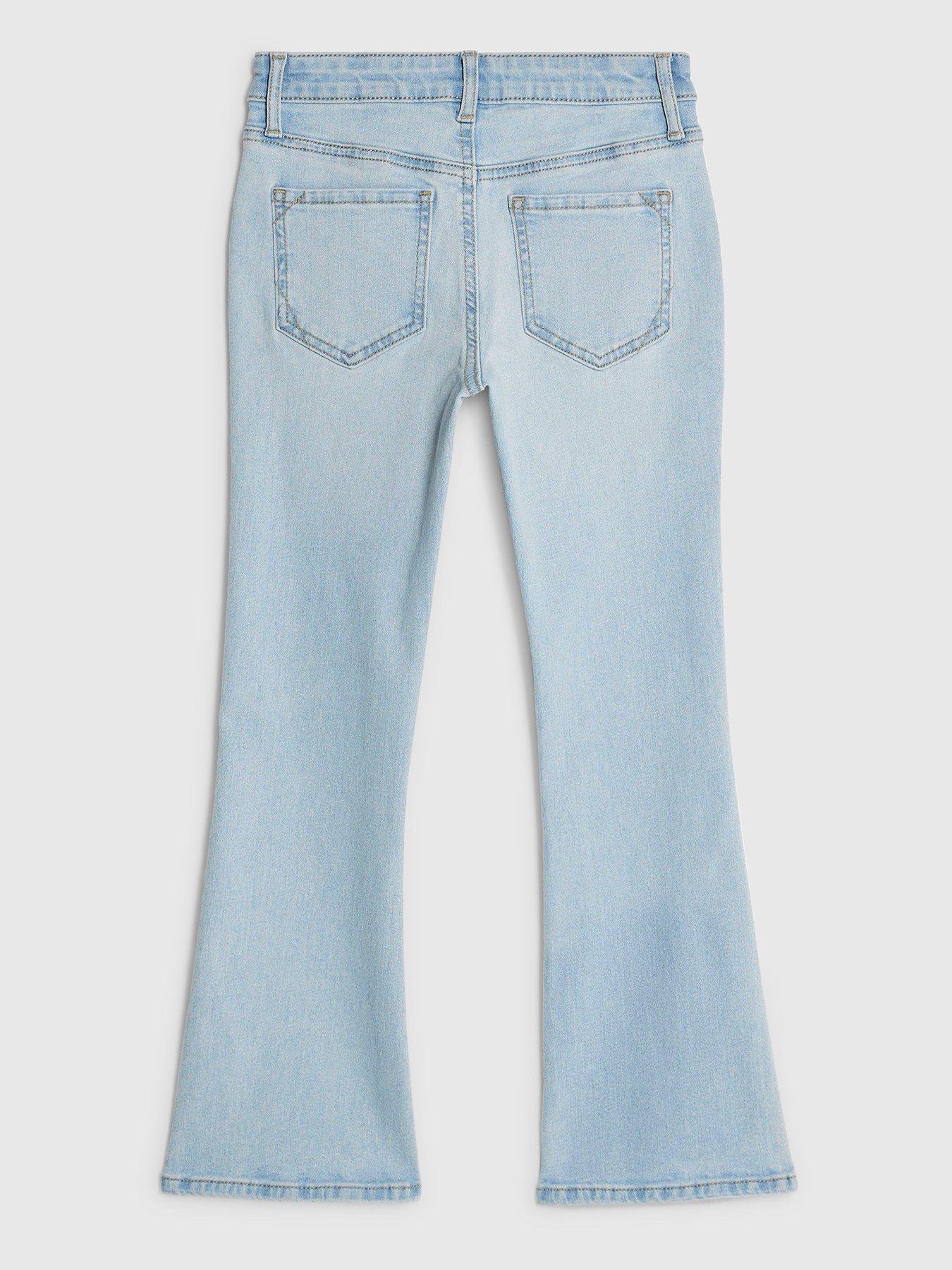 Image 2 of 4 of River Island Older Girls Sassy Keychain Flared Jeans - Blue