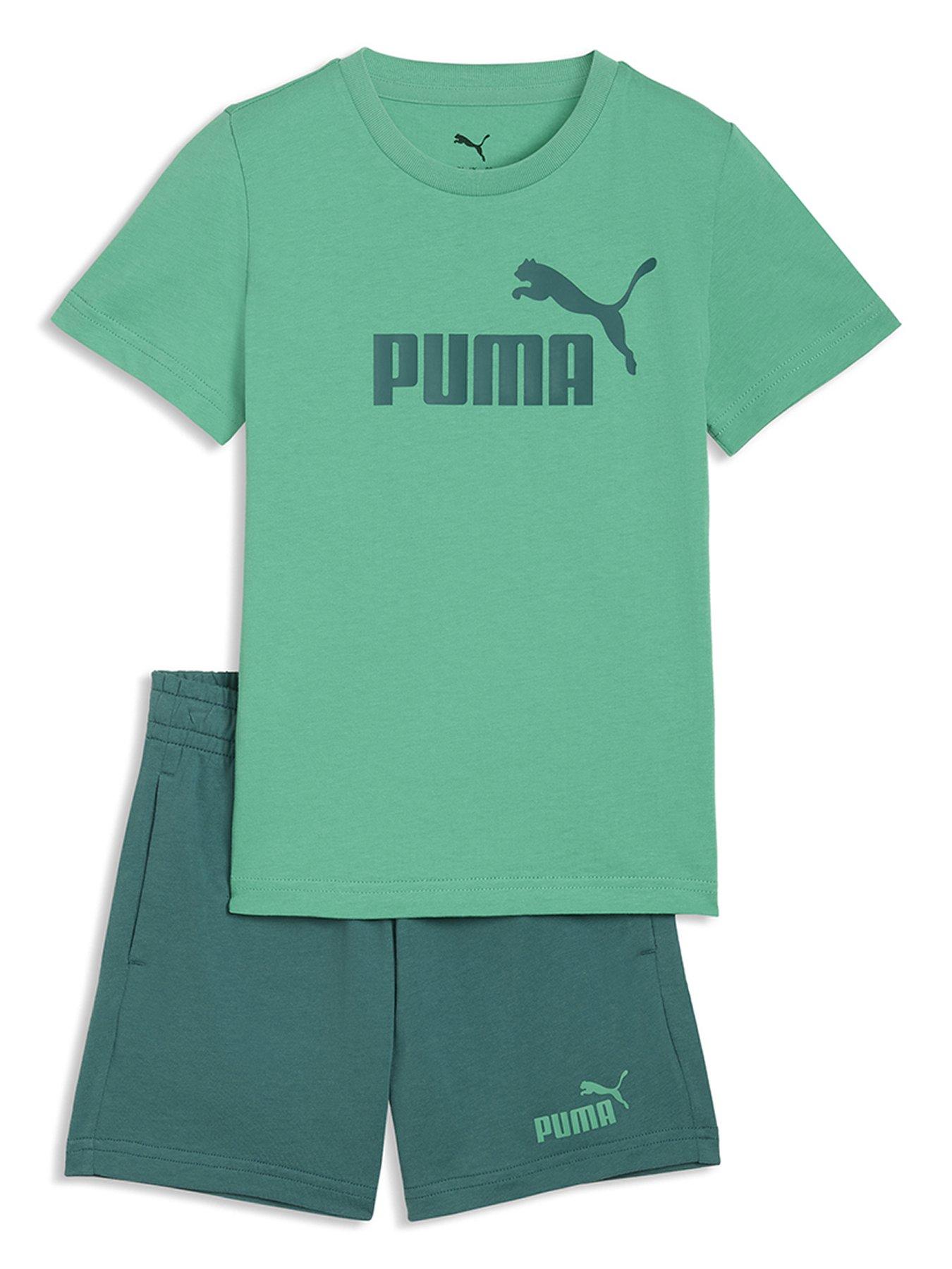 Puma Boys Logo T-Shirt And Shorts Set - Vibrant Green