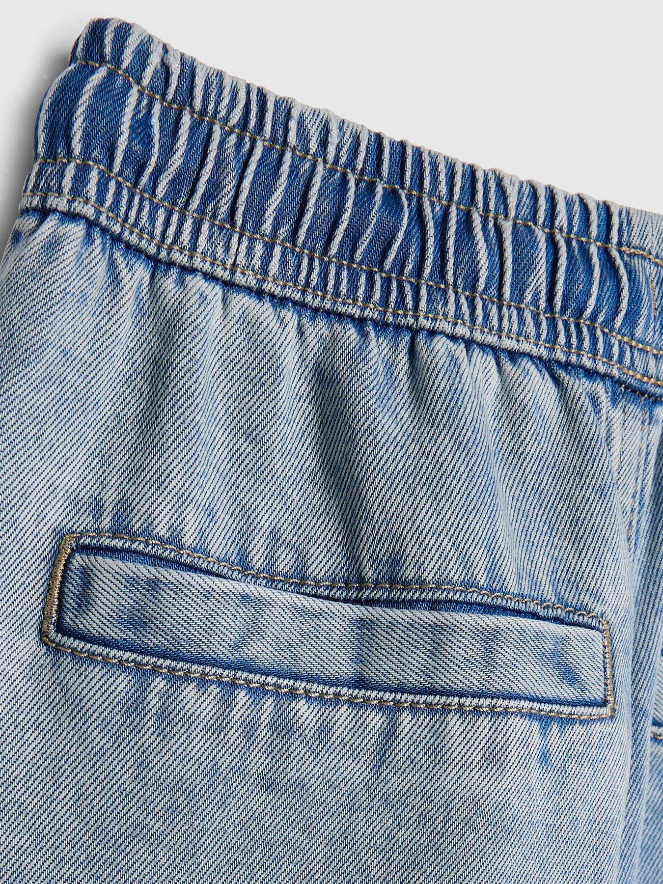 Image 3 of 4 of River Island Older Girls Loose Fit Drawstring Jeans - Blue