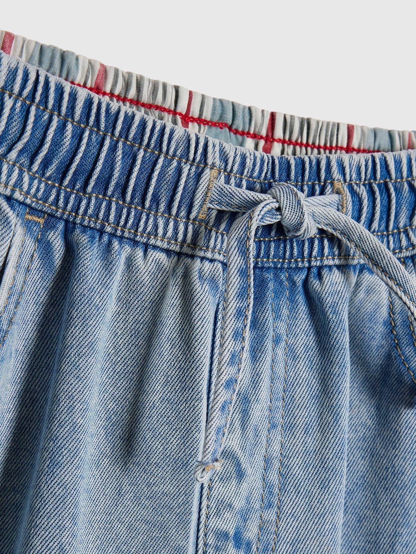 Image 4 of 4 of River Island Older Girls Loose Fit Drawstring Jeans - Blue