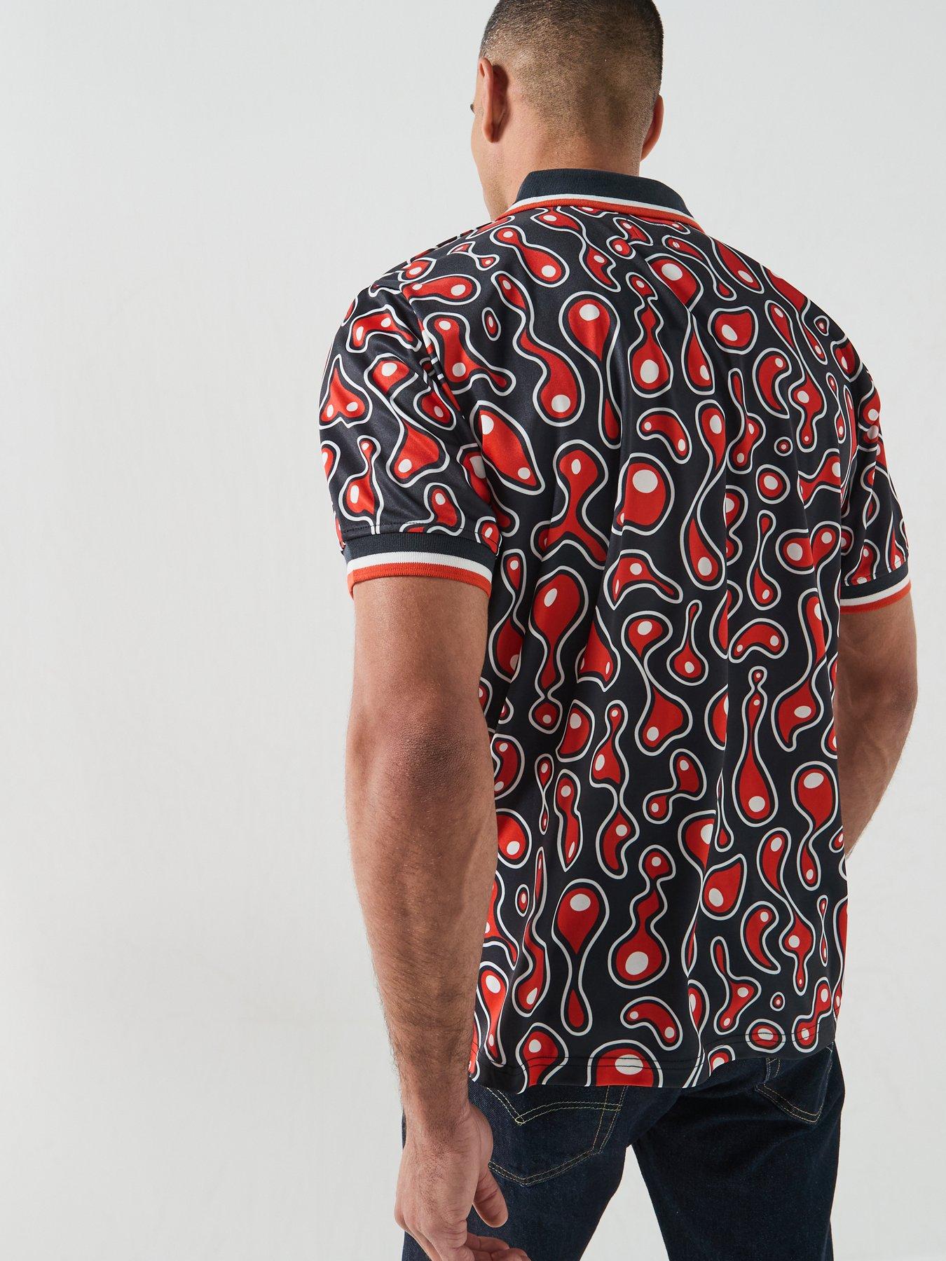 Image 2 of 6 of Pretty Green Pretty Green Astro Printed Short Sleeve Football Polo Shirt - Multi