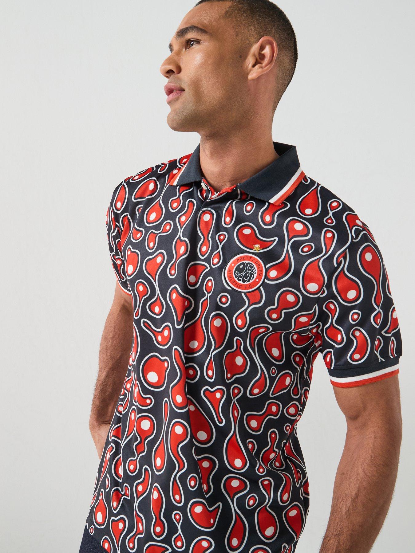 Image 5 of 6 of Pretty Green Pretty Green Astro Printed Short Sleeve Football Polo Shirt - Multi