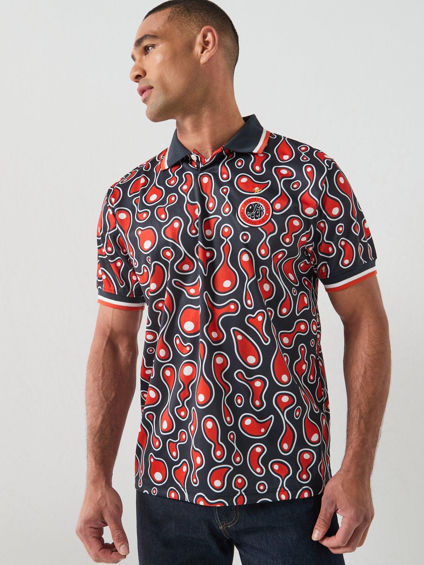 Image 6 of 6 of Pretty Green Pretty Green Astro Printed Short Sleeve Football Polo Shirt - Multi