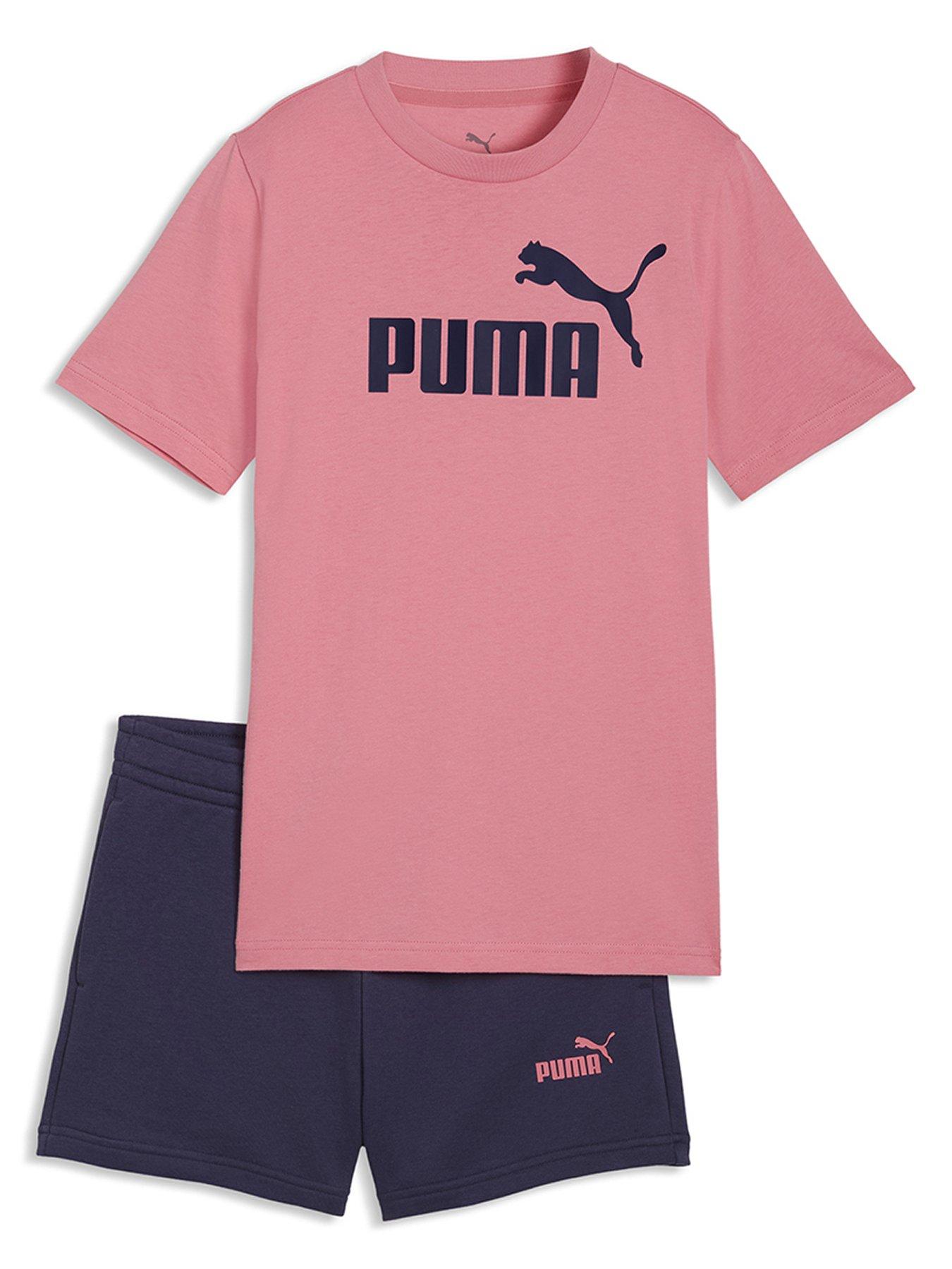 Puma Girls Logo T-Shirt and Shorts Set - Pink