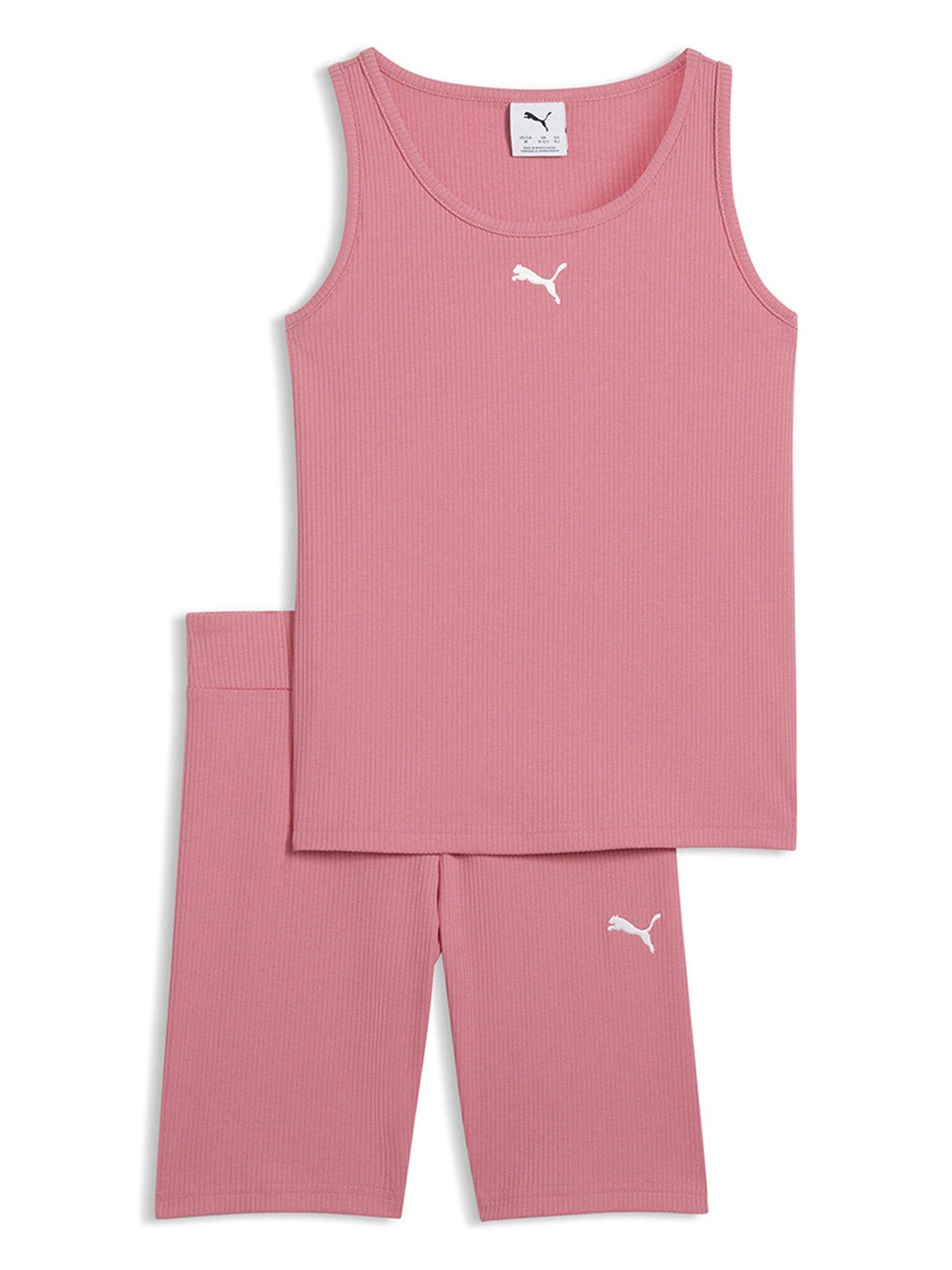 Puma Girls Elevated Rib Tank  &  Leggings Set G -wild Pink