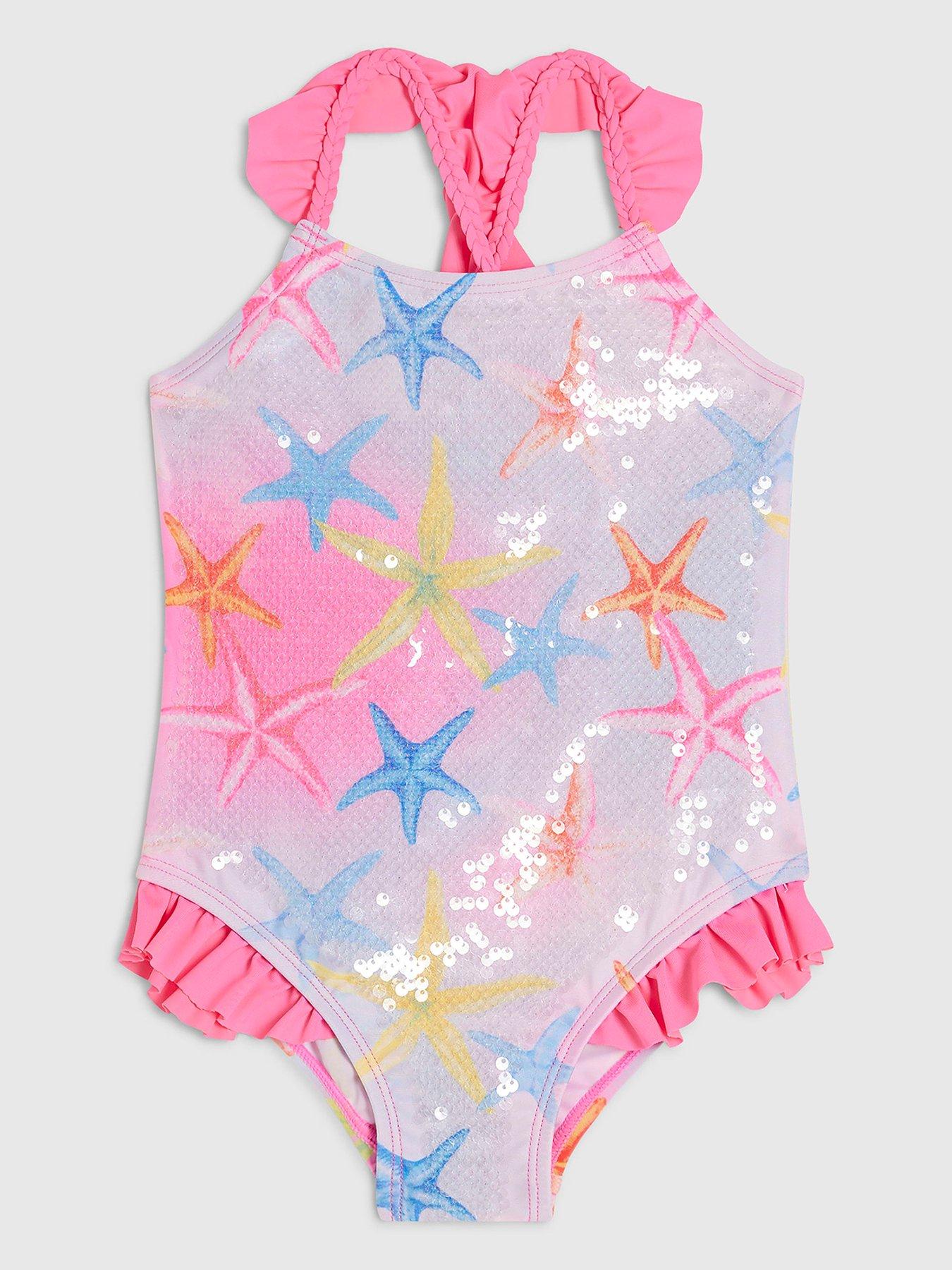 River Island Mini Girls Starfish Sequin Swimsuit - Pink