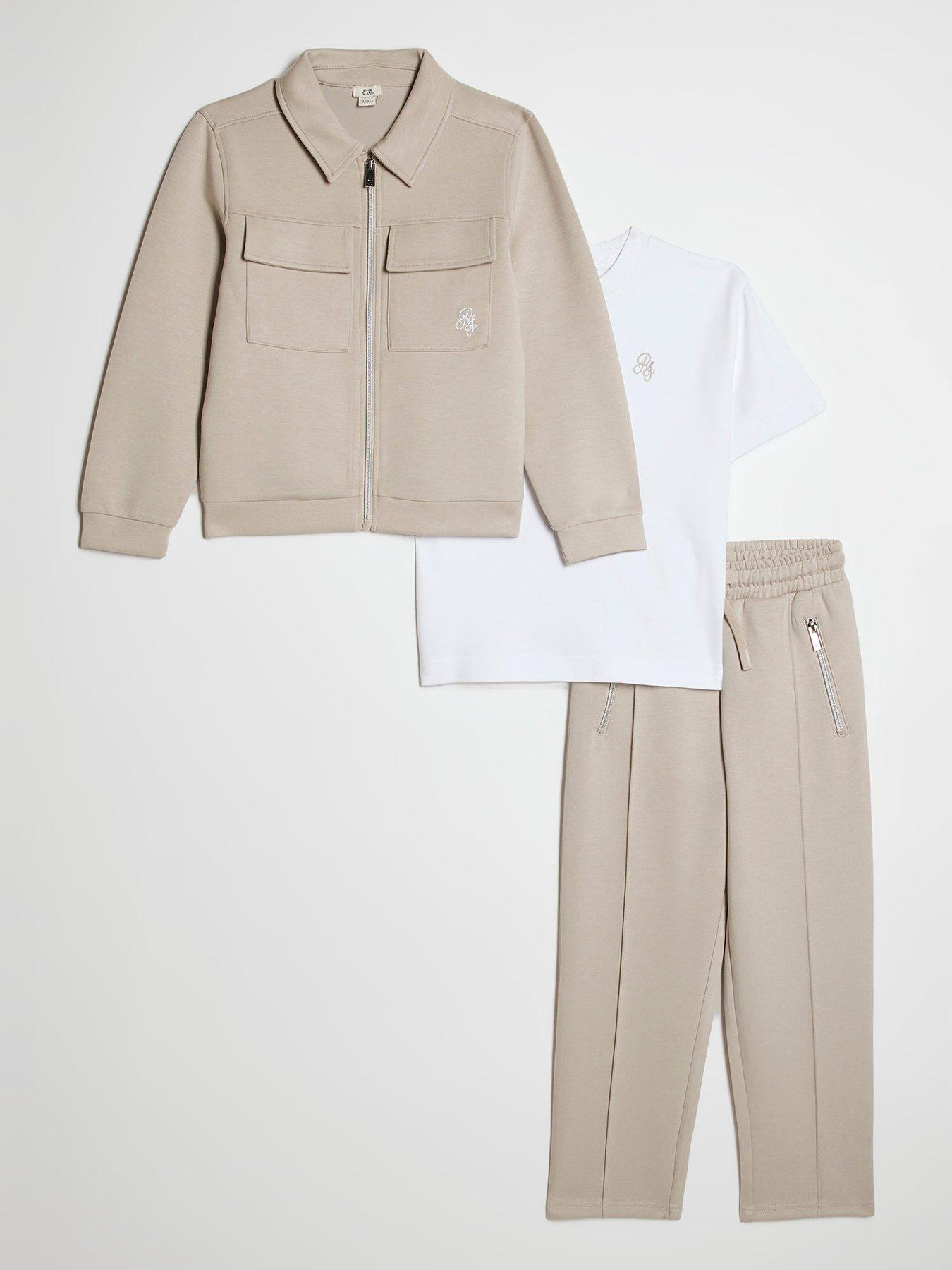 River Island Older Boys 3 Piece Jacket Set - Beige