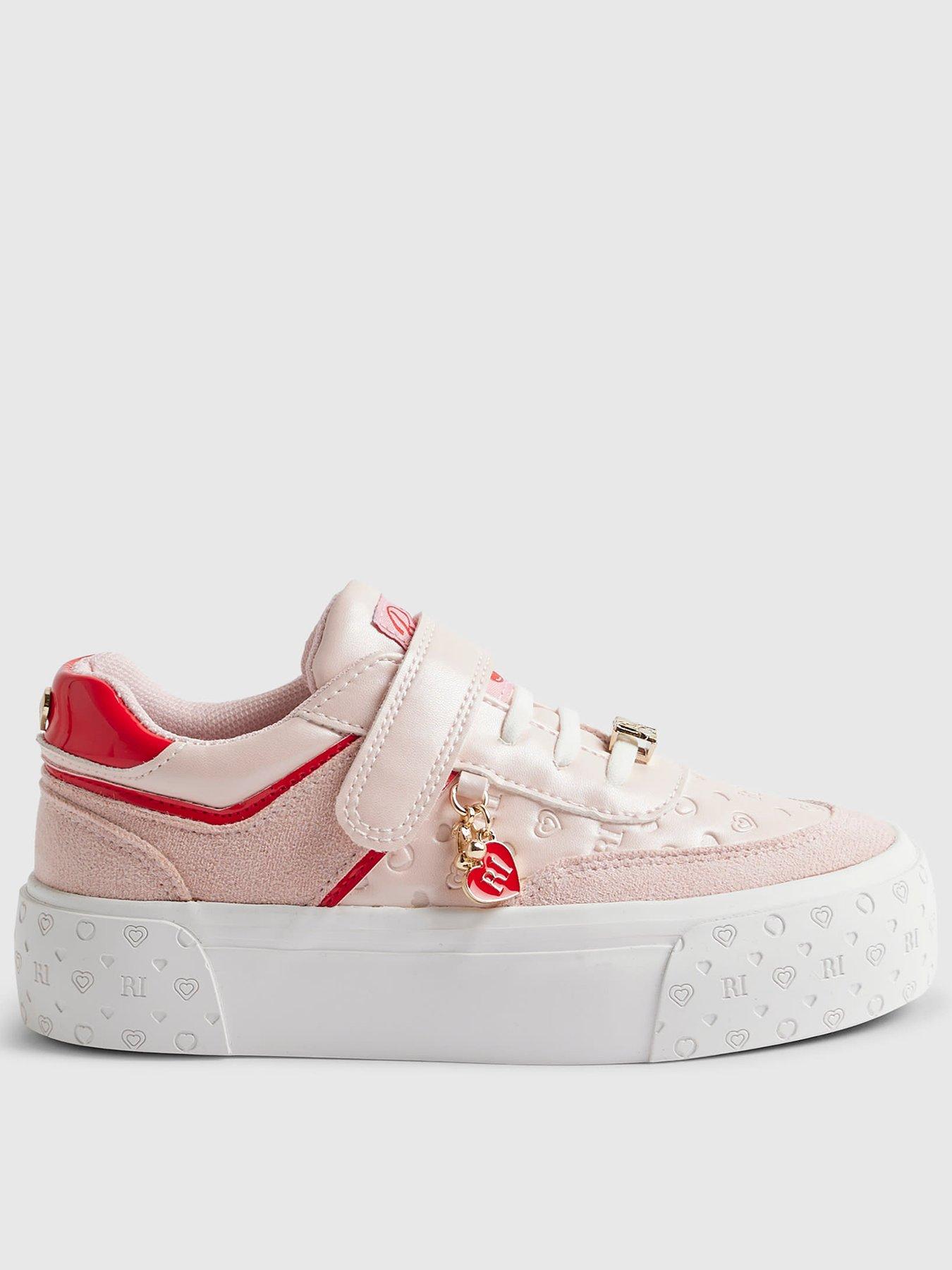 River Island Older Girls Ri Monogram Charm Trainers - Pink