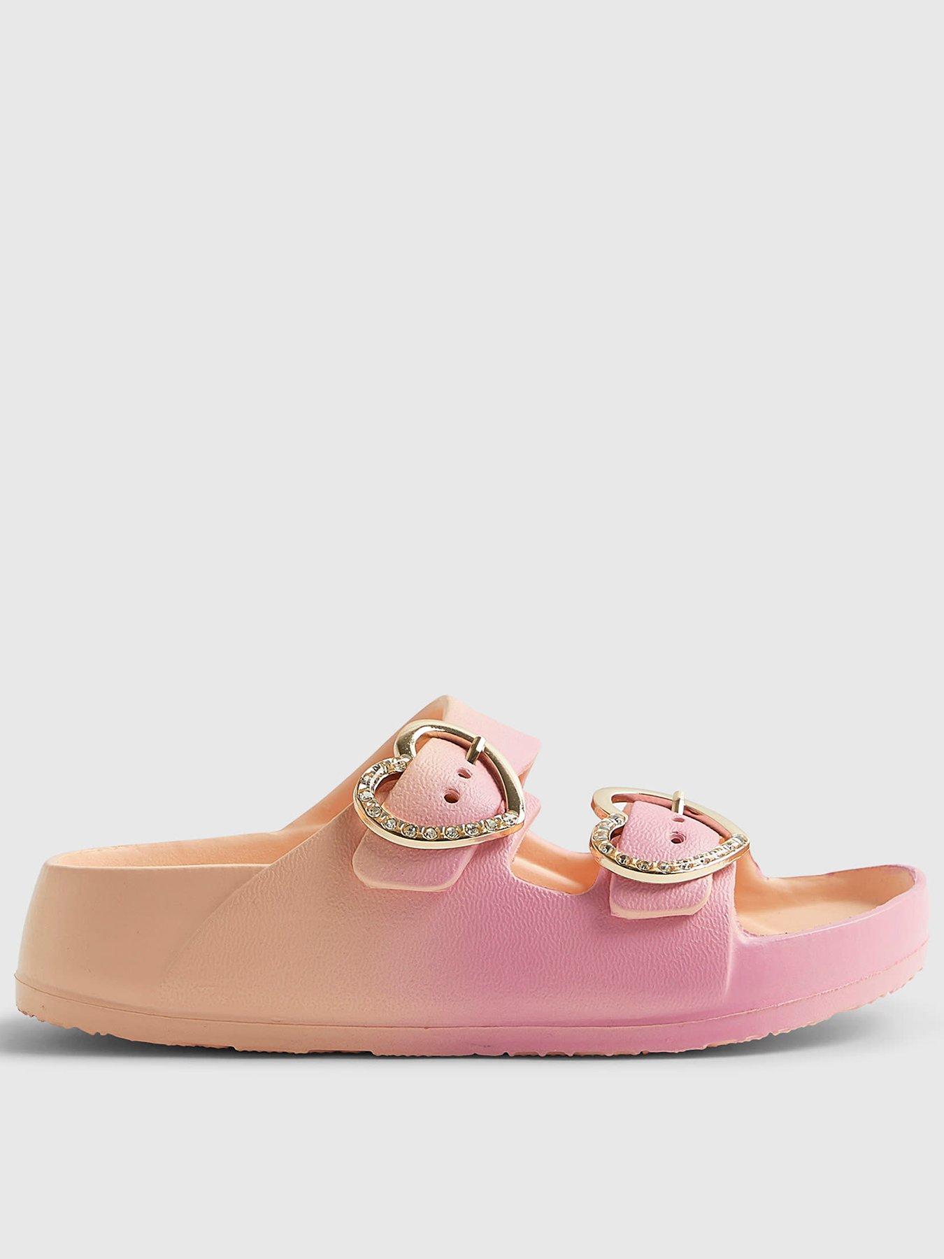 River Island Older Girls Ombre Buckle Moulded Sliders - Pink