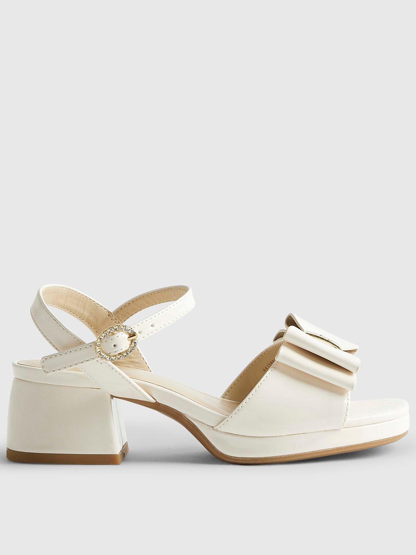 River Island Older Girls Patent Bow Heeled Sandals - Cream