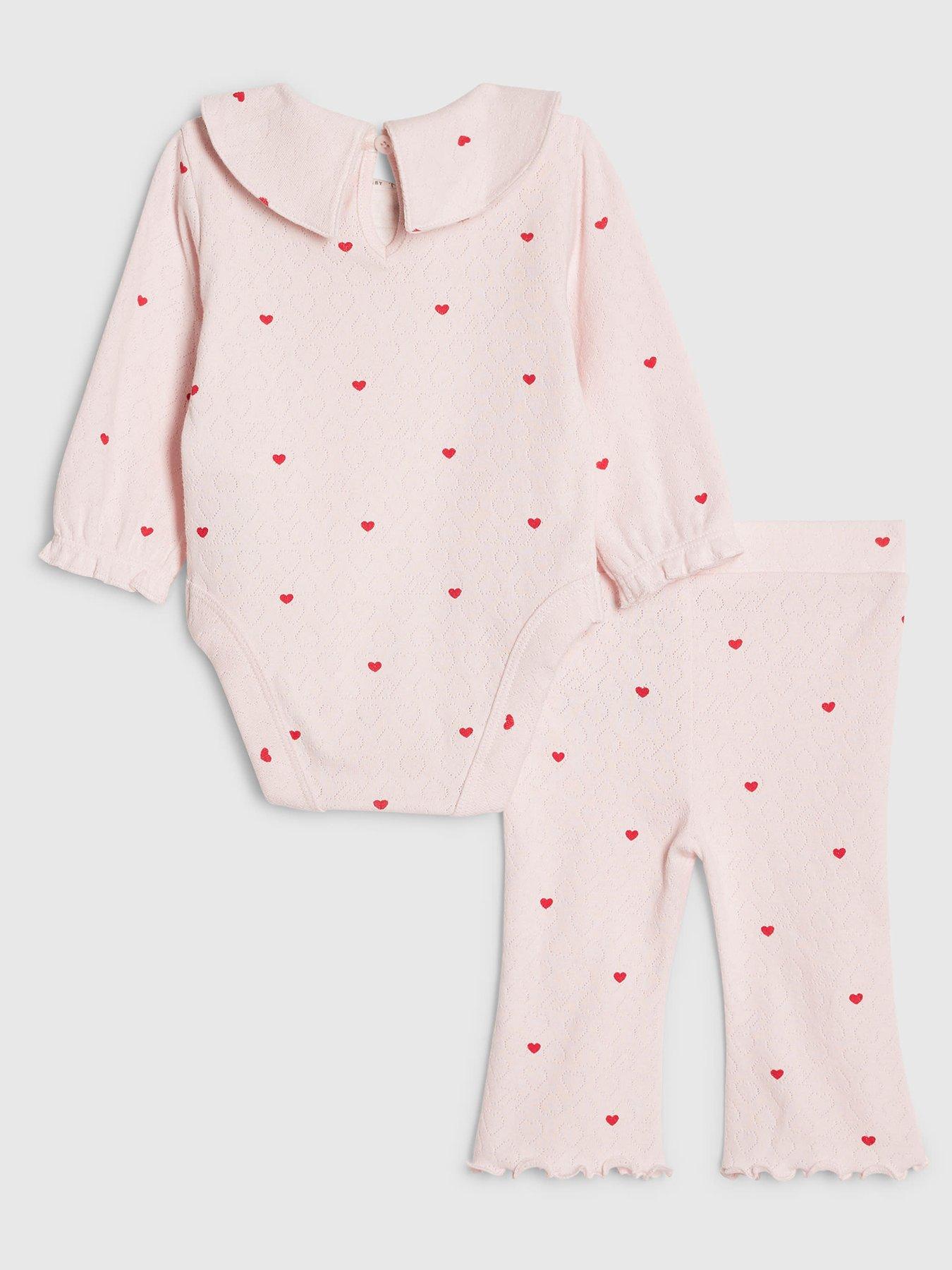 Image 2 of 4 of River Island Baby Girls Heart Bodysuit Set - Pink