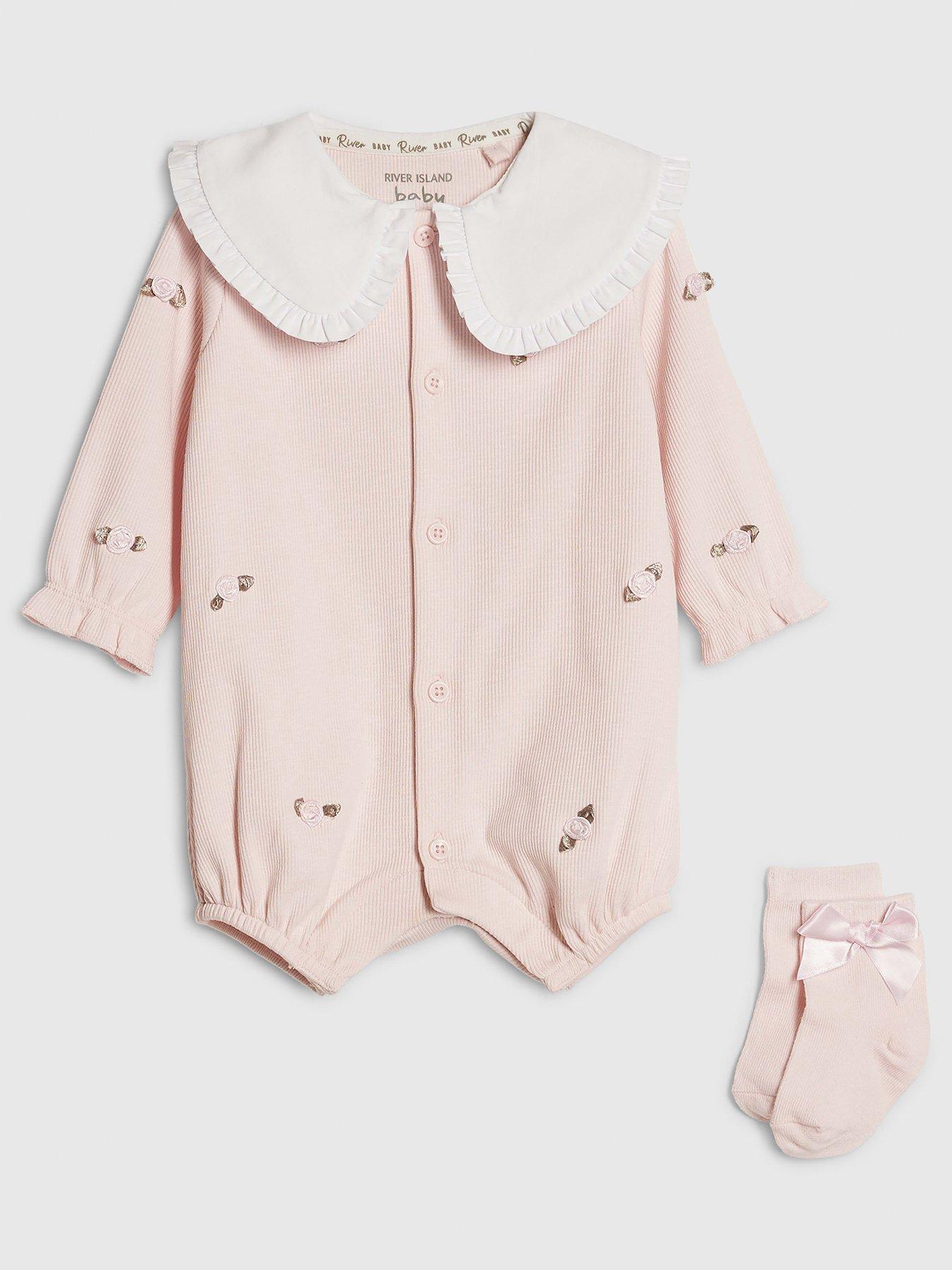 River Island Baby Girls Rose Bodysuit And Socks Set - Pink