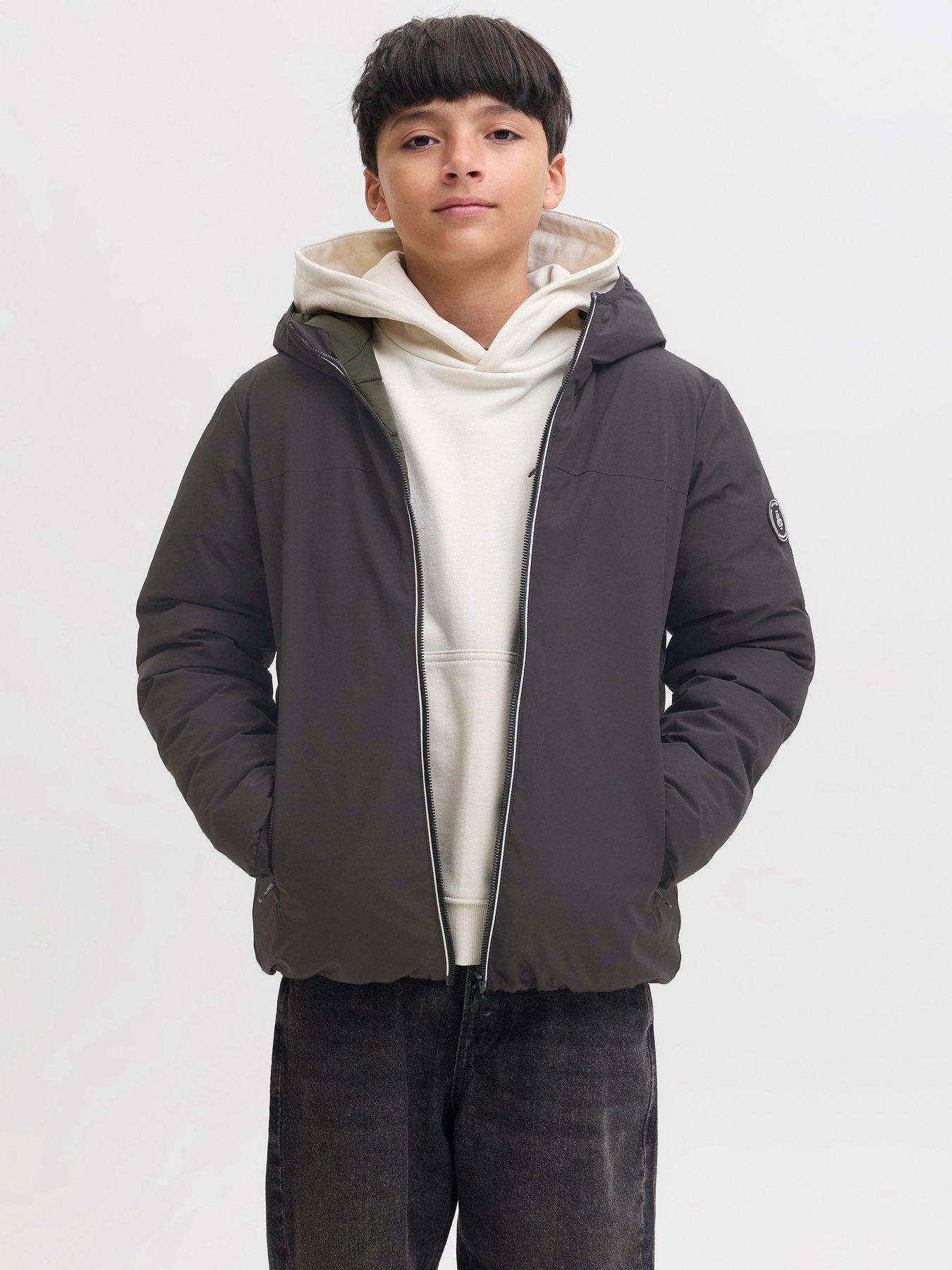 Jack & Jones Junior Boys Brooklyn Reversible Jacket, Black, Size Age: 10 Years