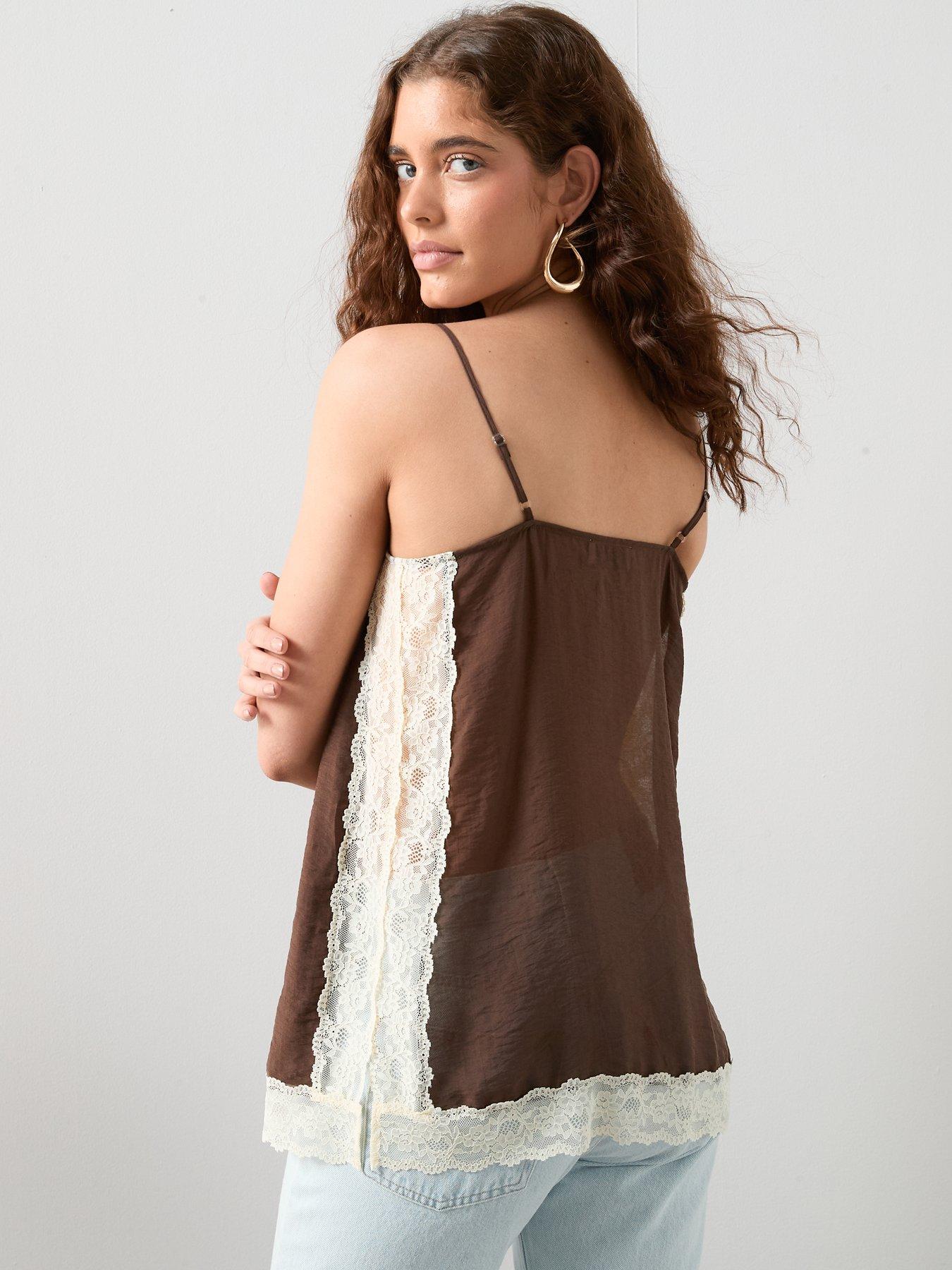 Image 2 of 6 of The Very Collection Lace Trim Square Neck Cami