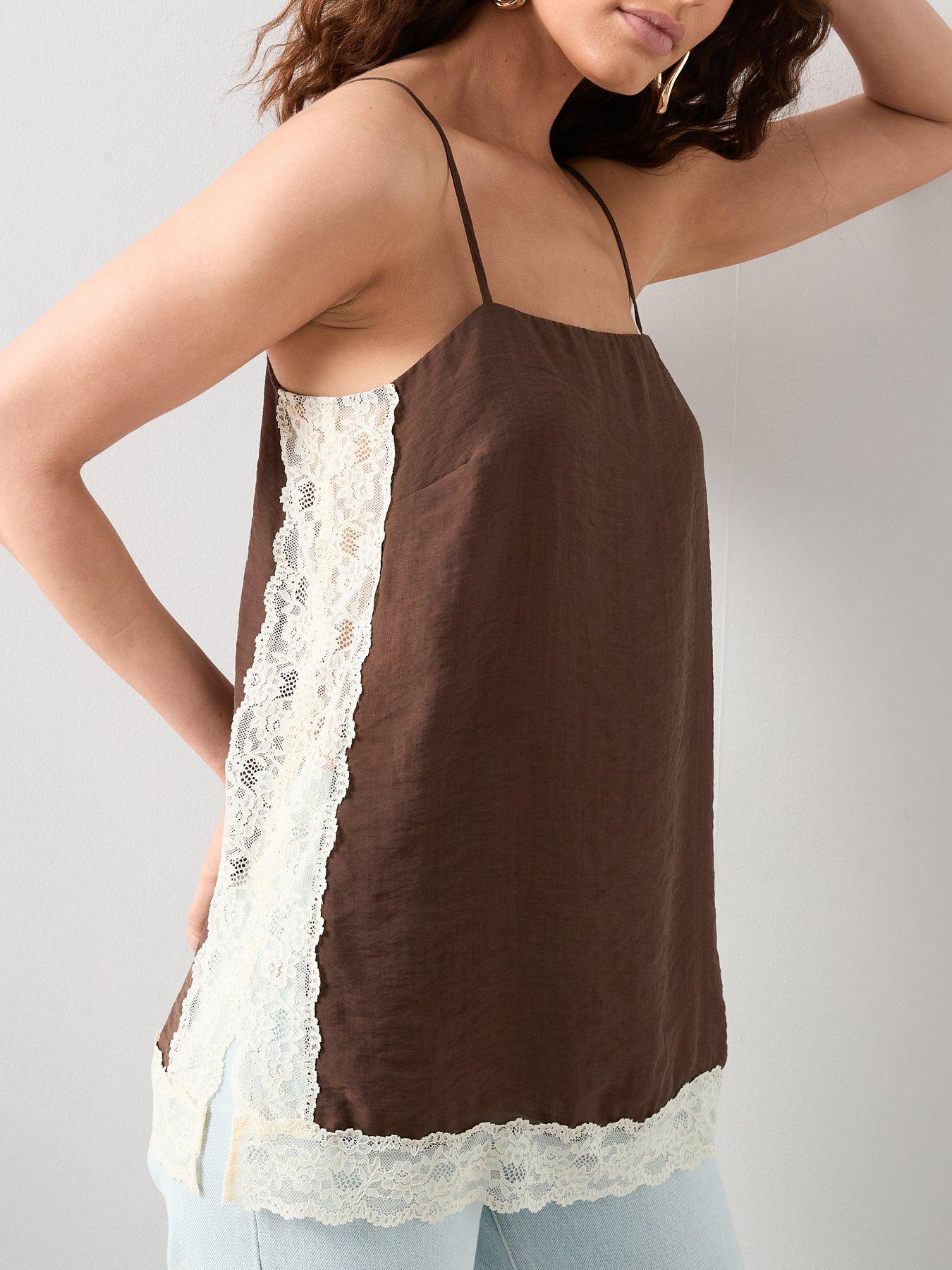 Image 4 of 6 of The Very Collection Lace Trim Square Neck Cami