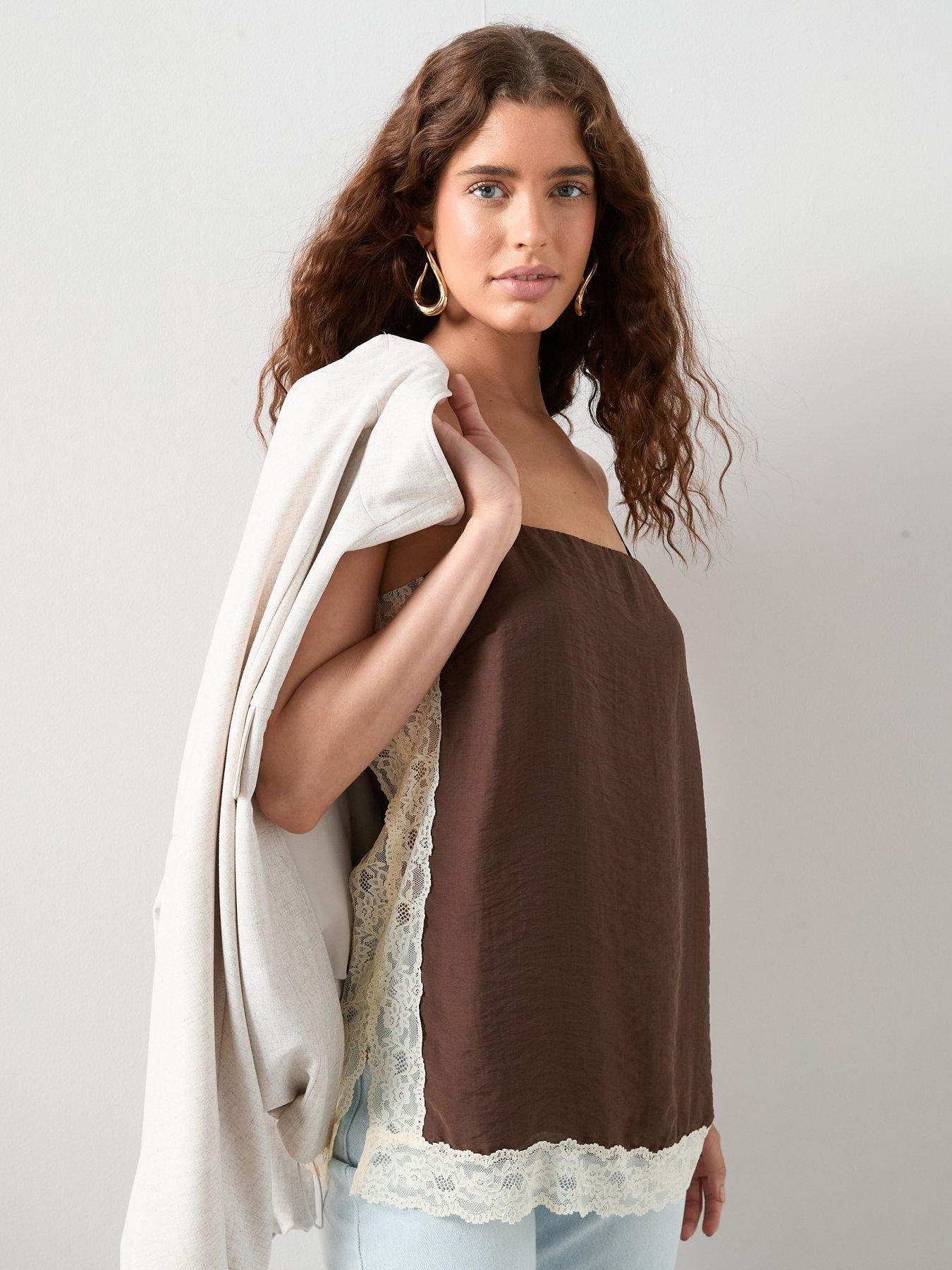 Image 6 of 6 of The Very Collection Lace Trim Square Neck Cami