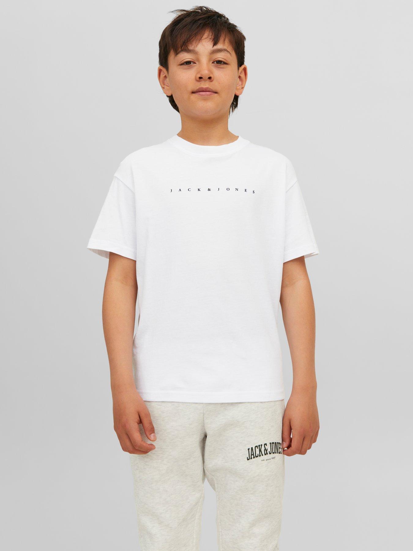 Jack & Jones Junior Boys Star Short Sleeve Tshirt, White, Size 10 Years