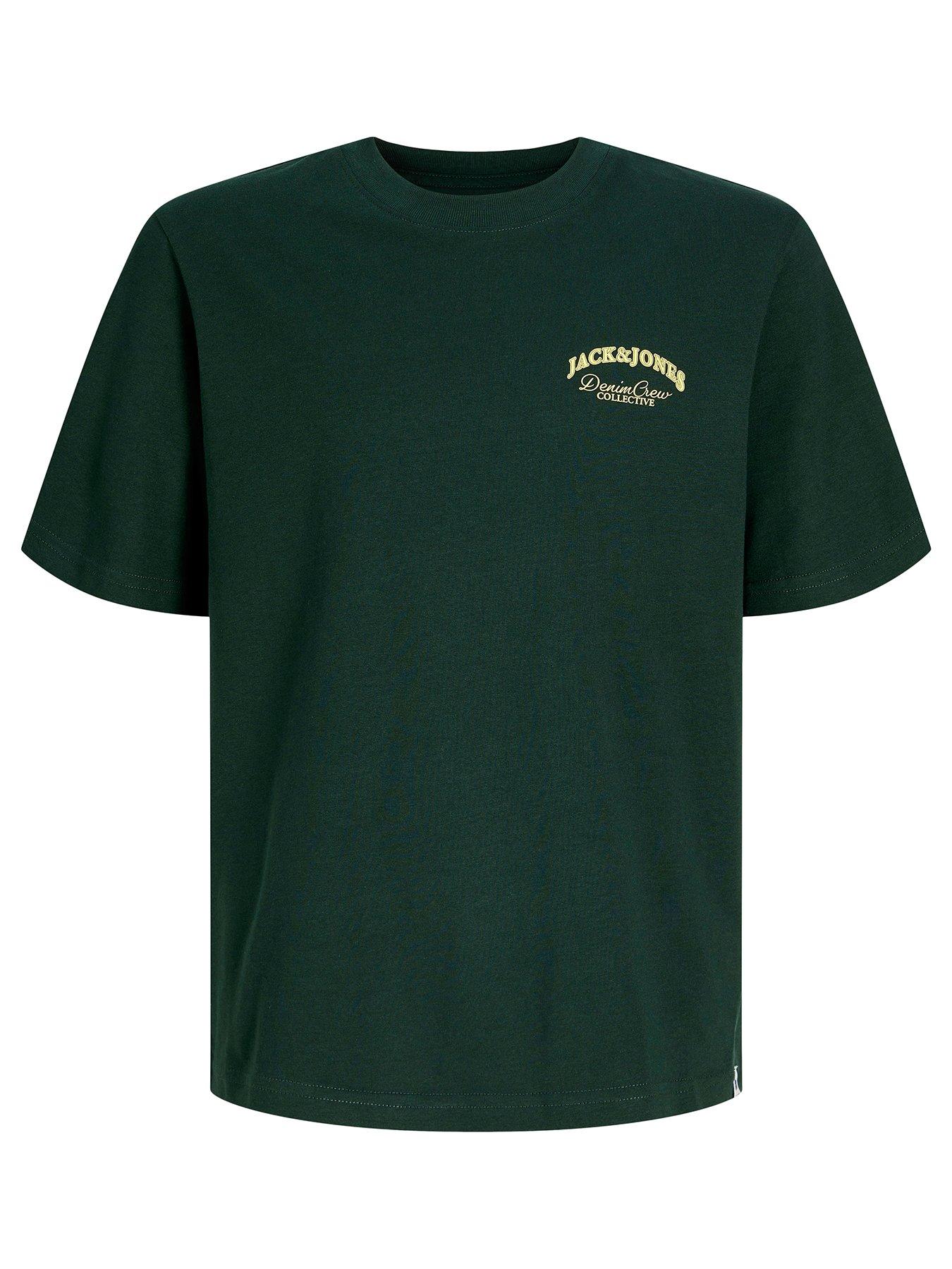 Image 1 of 2 of Jack & Jones Junior Boys Back Print Relaxed Short Sleeve Tshirt - Green