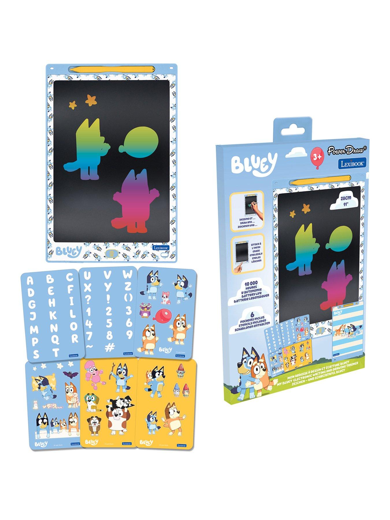 Bluey: 11'' multicolor learning drawing E-ink tablet with stencils