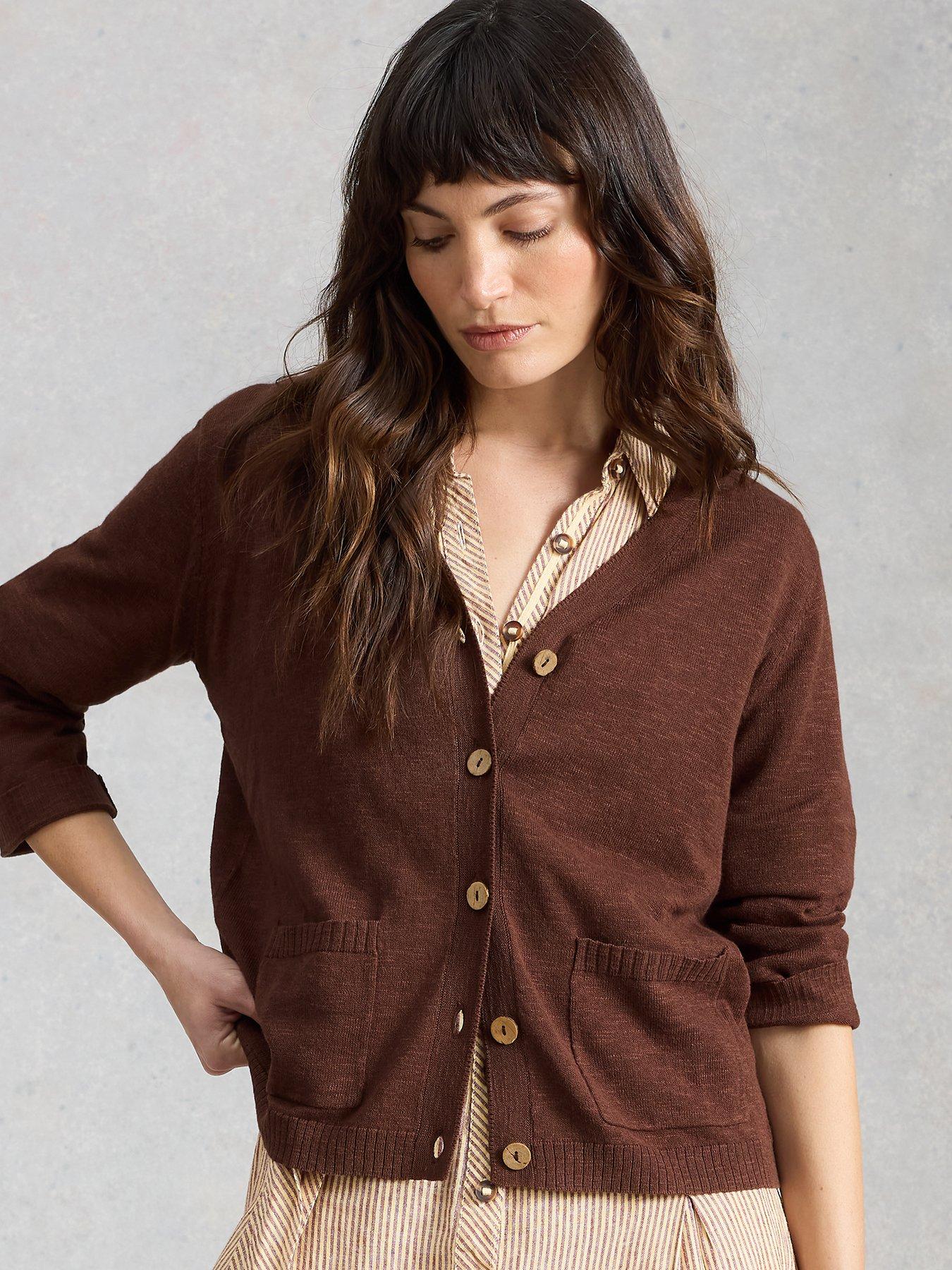 White Stuff Nova Linen Blend Cardigan - Brown