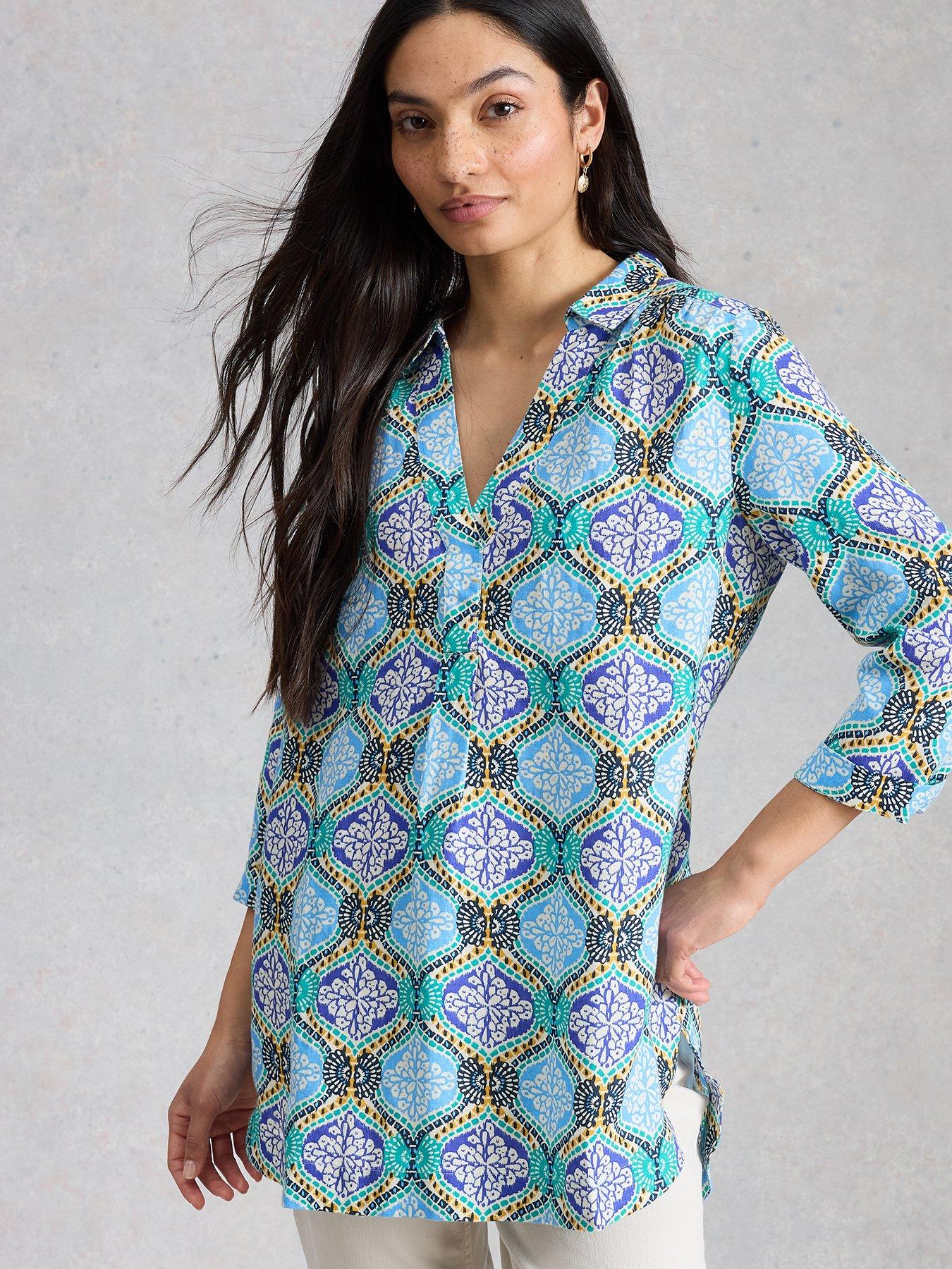 White Stuff Bianca Linen Tunic - Blue