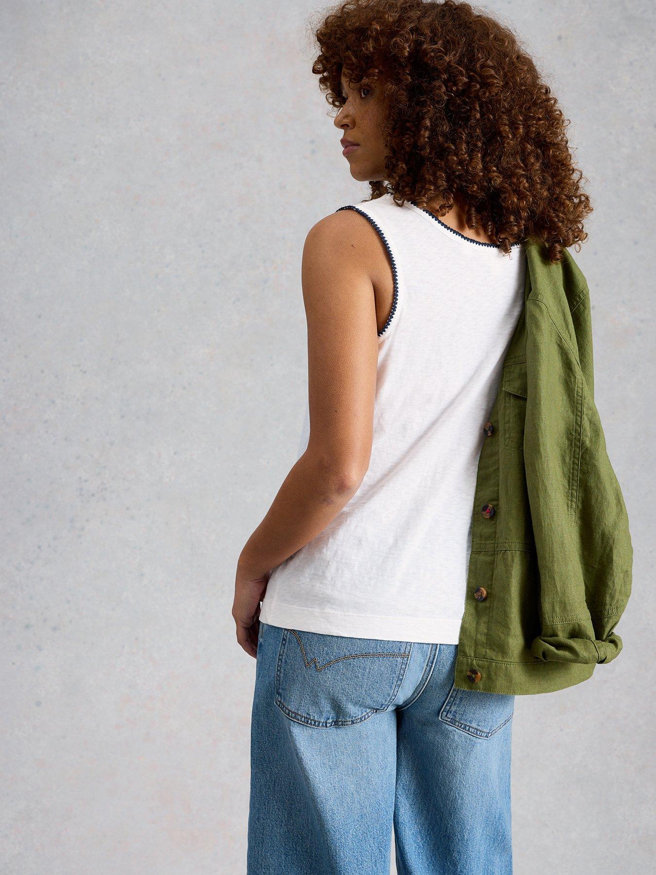Image 2 of 6 of White Stuff Bianca Scoop Neck Vest Top - White