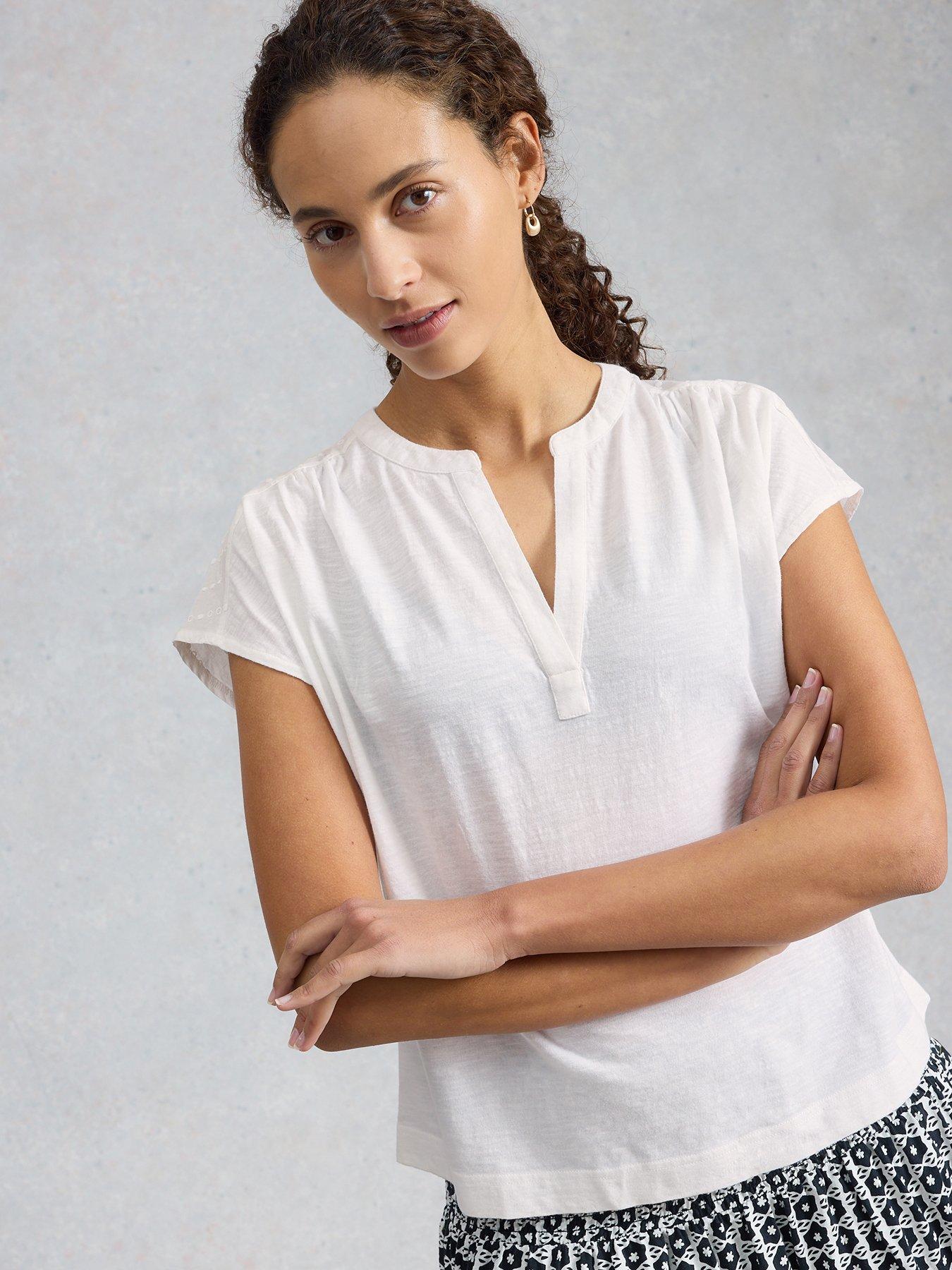 White Stuff Nola Notch Broderie Tee
