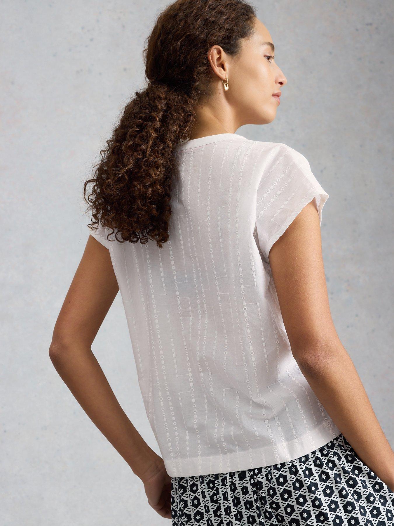 Image 2 of 6 of White Stuff Nola Notch Broderie Tee